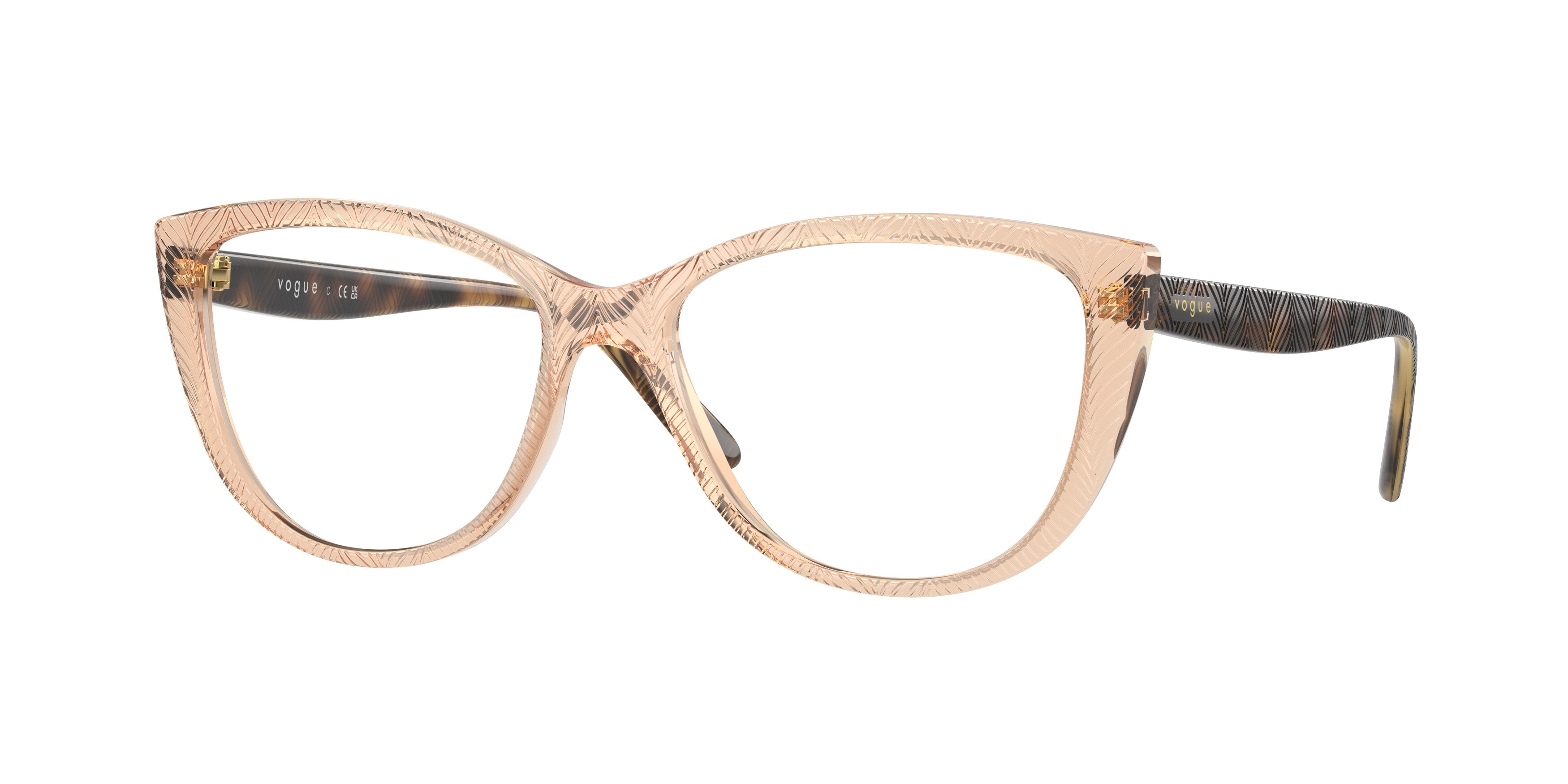 Vogue VO5485 Cat Eye Eyeglasses  3052-Transparent Peach 54-140-16 - Color Map Pink