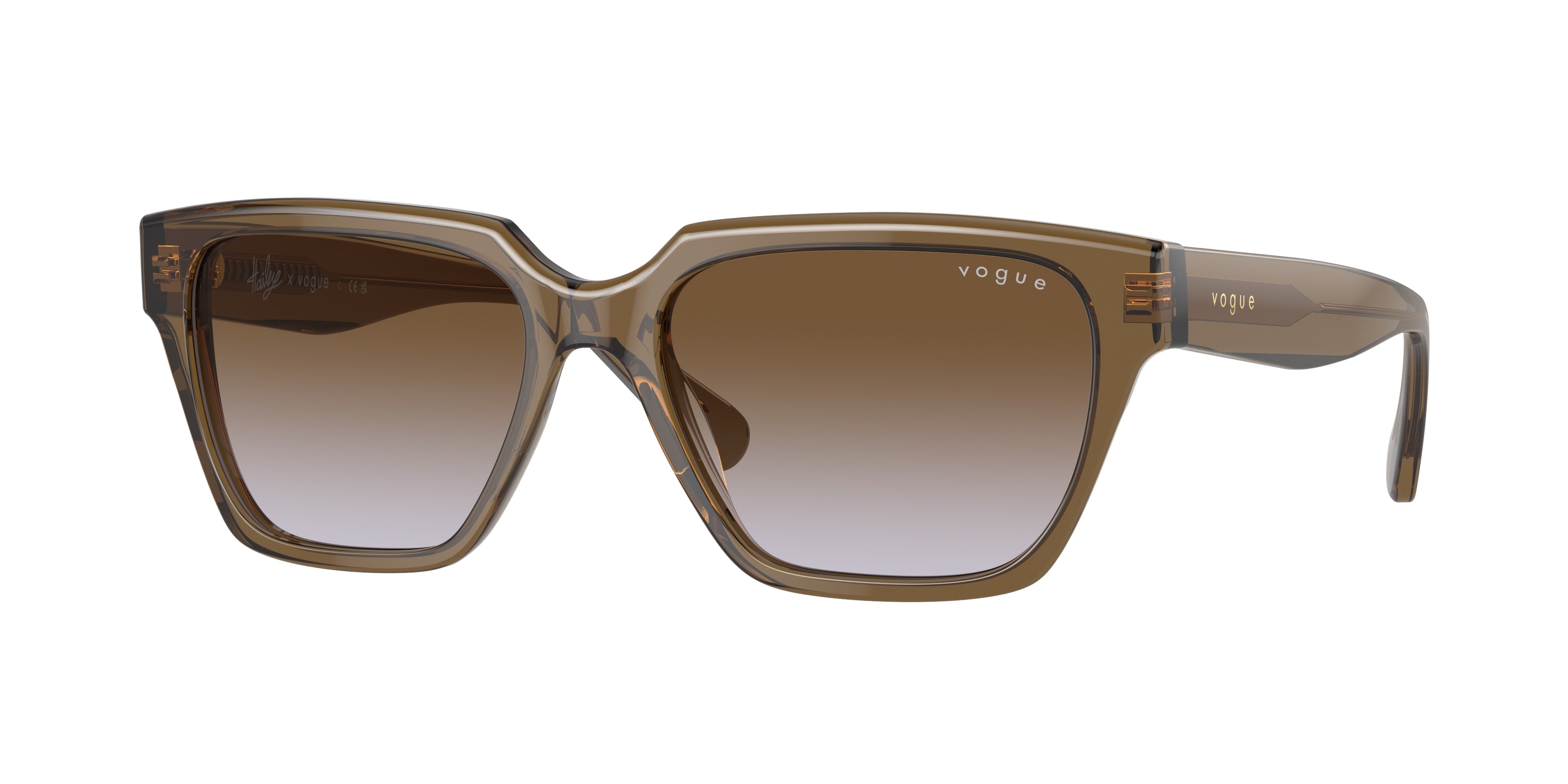 Vogue VO5512S Rectangle Sunglasses  304768-Transparent Dark Khaki 55-140-17 - Color Map Green