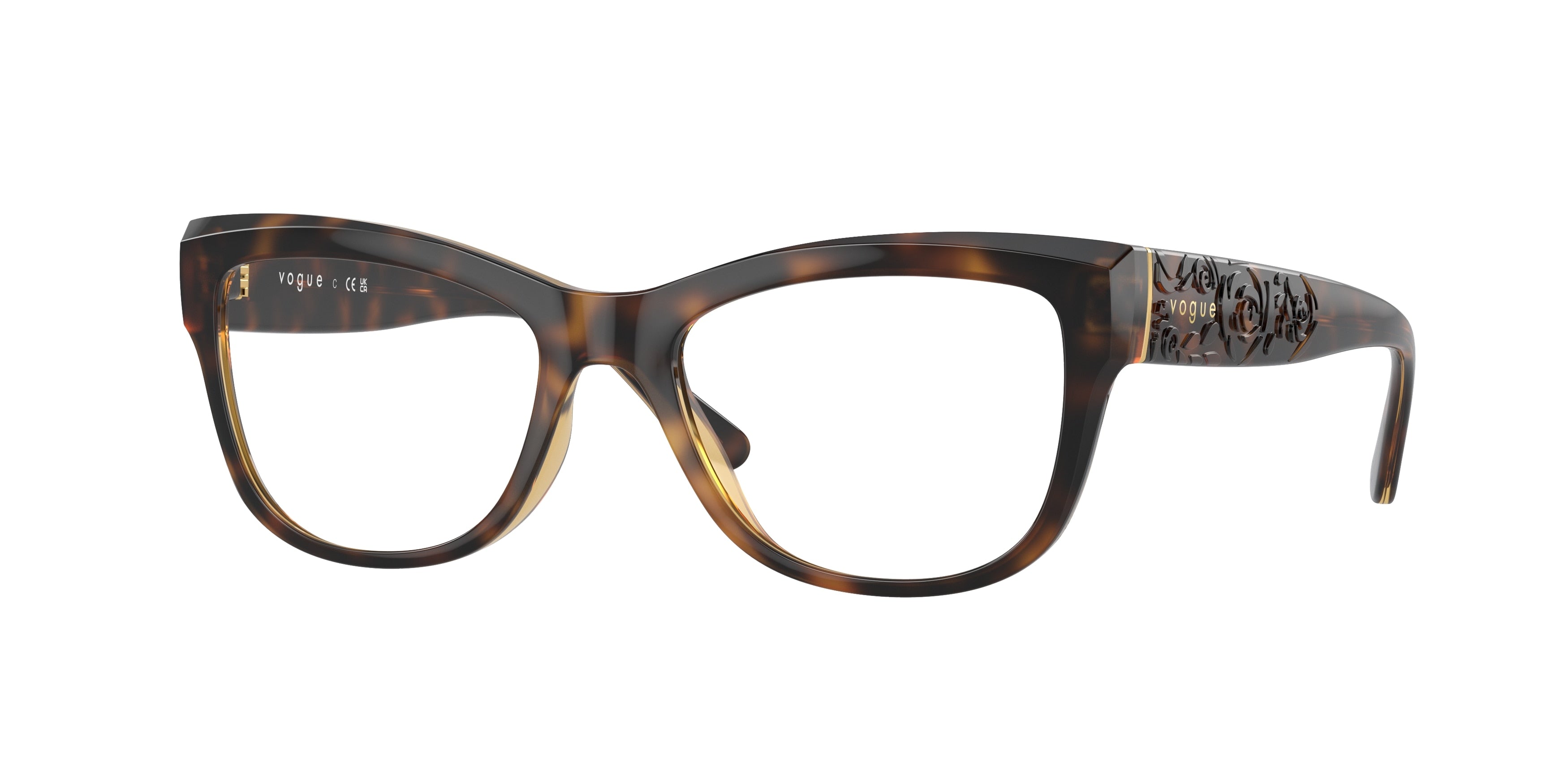 Vogue VO5528 Cat Eye Eyeglasses  W656-Dark Havana 53-135-17 - Color Map Brown