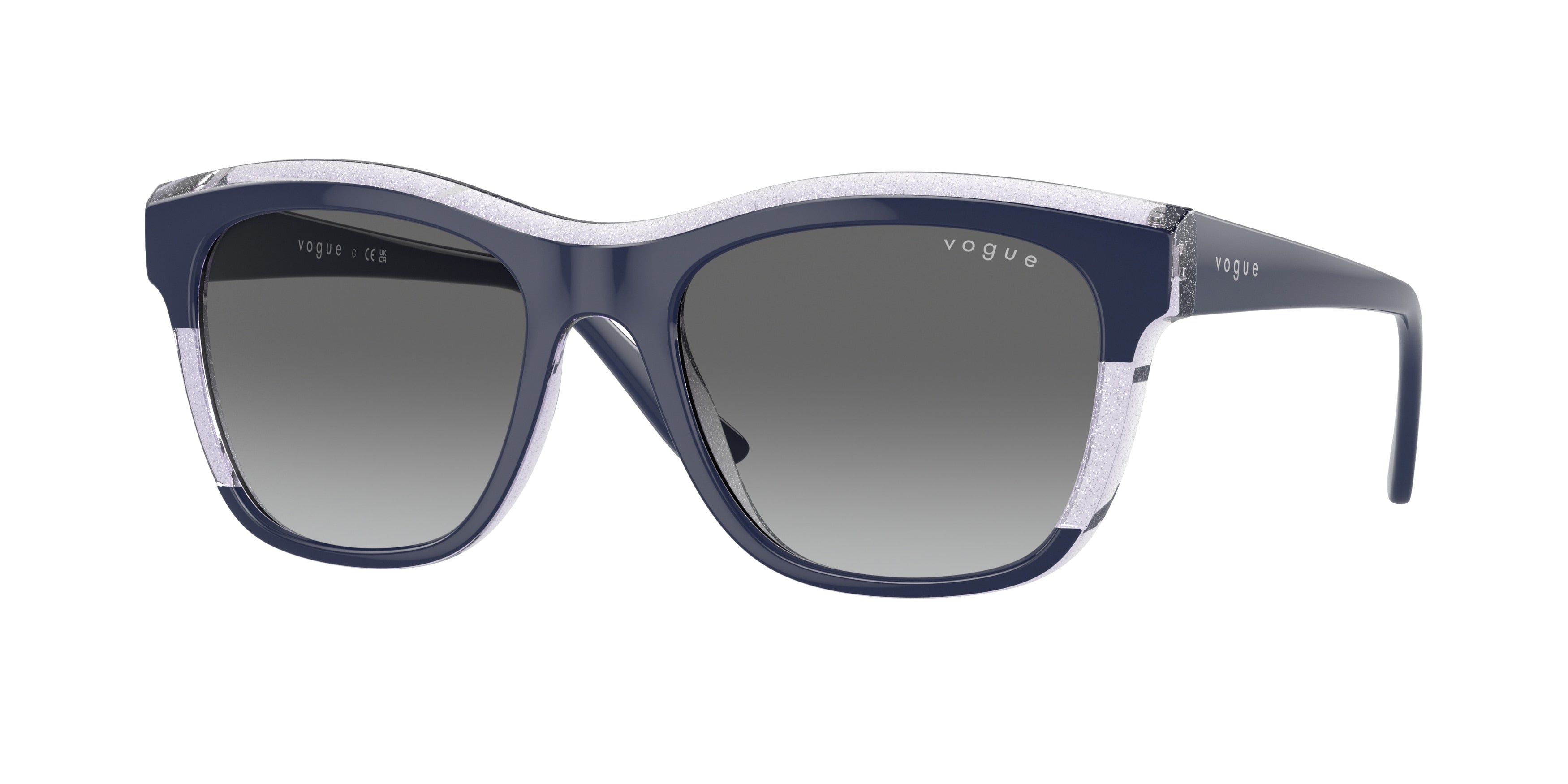 Vogue VO5557S Pillow Sunglasses  313711-Blue/Transparent Lilac Glitter 54-140-19 - Color Map Blue