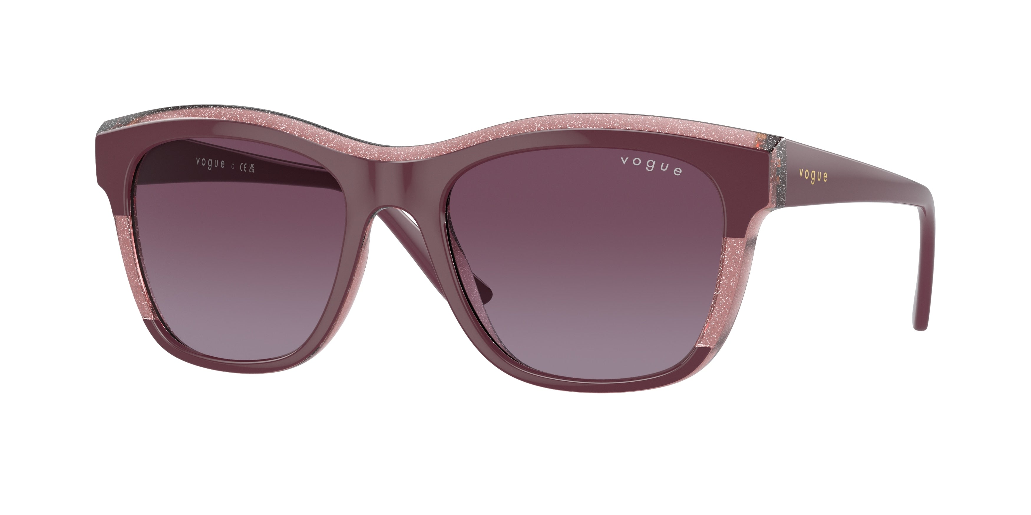 Vogue VO5557S Pillow Sunglasses  31408H-Purple/Transparent Purple Glitter 54-140-19 - Color Map Violet