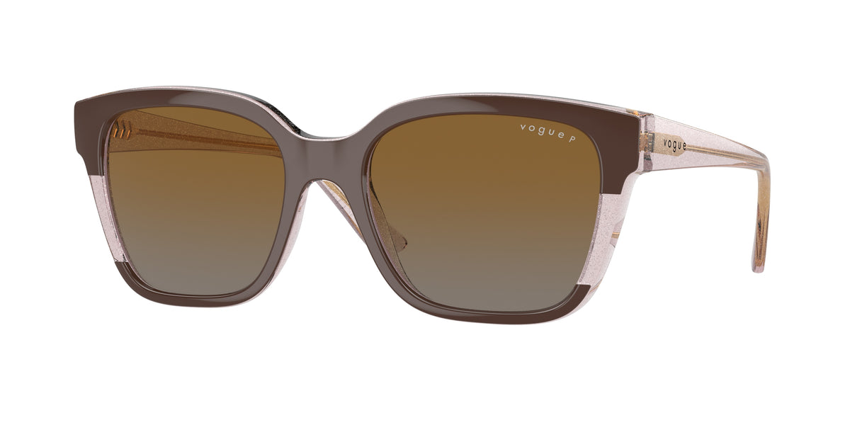 Vogue VO5558S Square Sunglasses  3136T5-Brown/Transparent Rose Glitter 55-140-19 - Color Map Brown