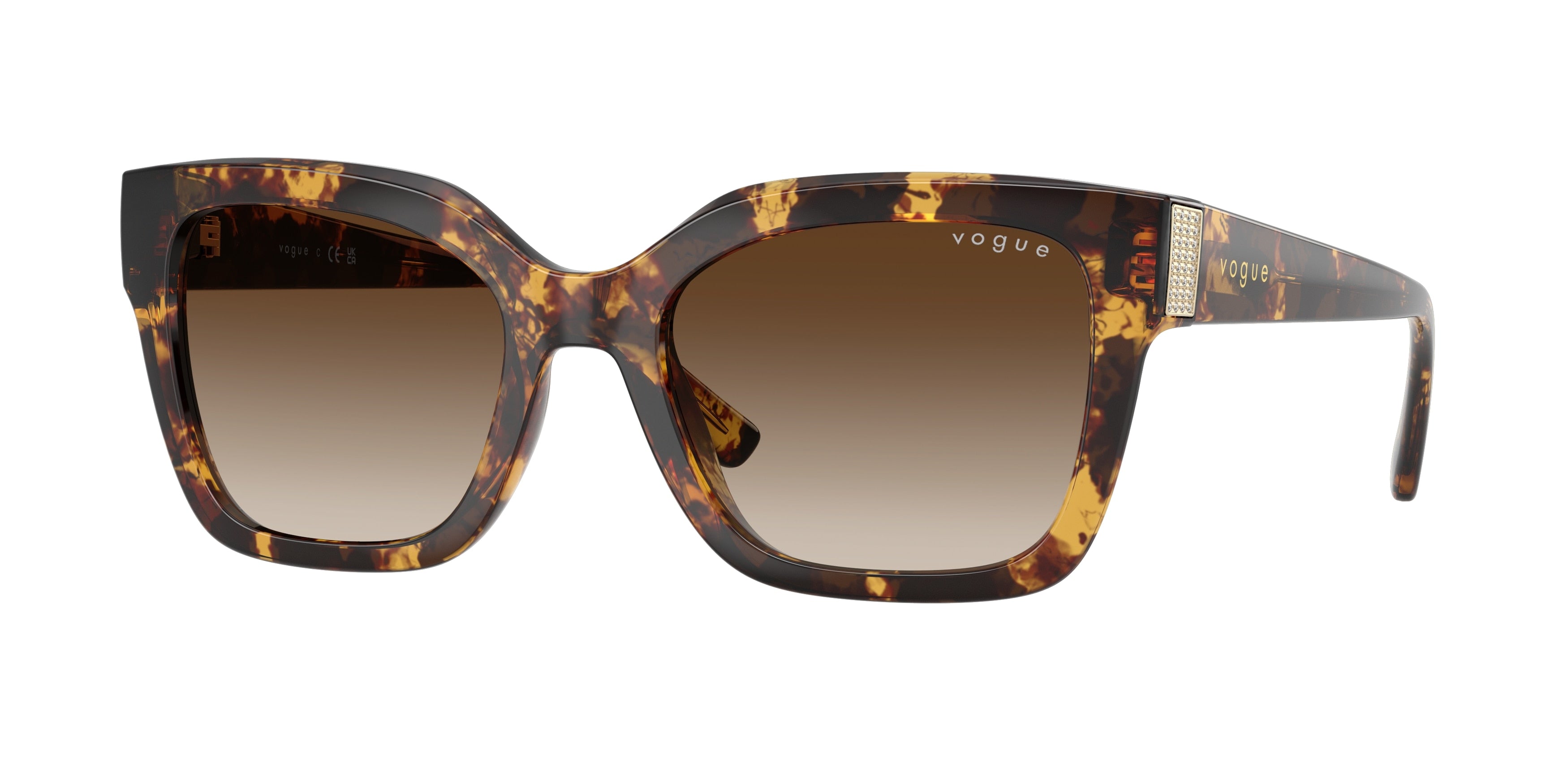 Vogue VO5613SB Square Sunglasses  317913-Honey Havana 54-140-20 - Color Map Tortoise