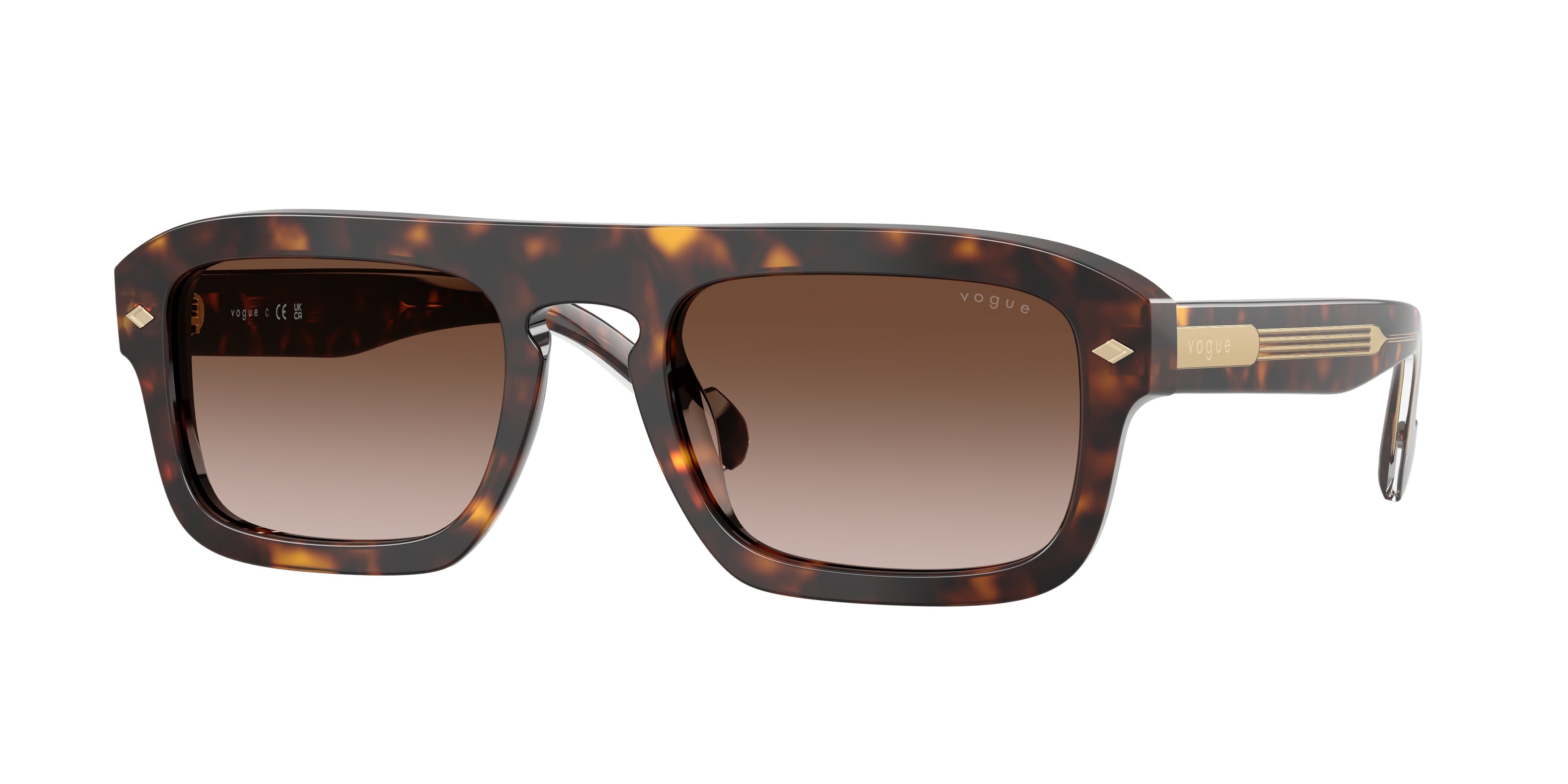 Vogue VO5620S Irregular Sunglasses  W65613-Dark Havana 53-145-21 - Color Map Brown