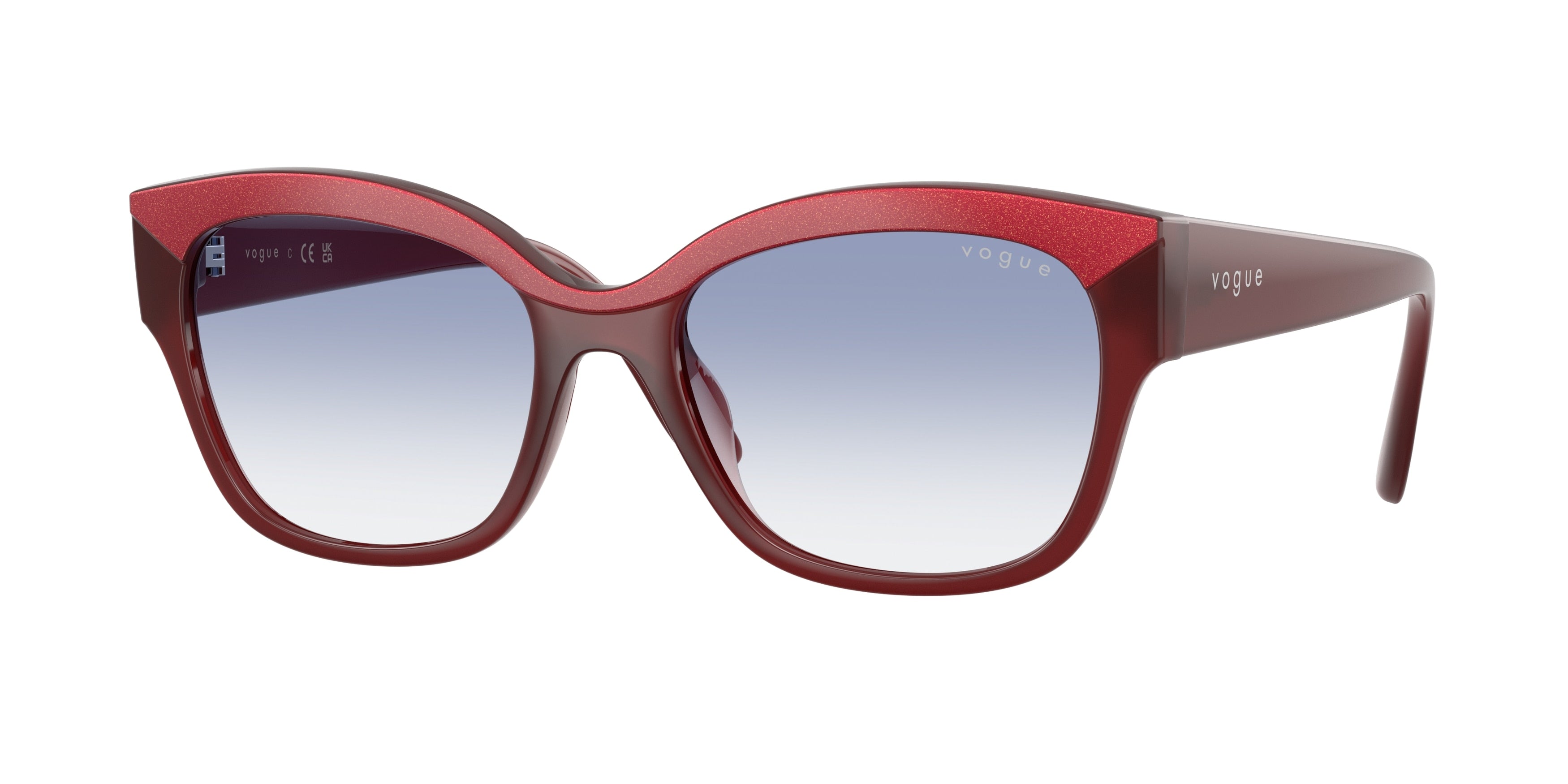 Vogue VO5638SU Butterfly Sunglasses  322119-Top Red/Opal Red 55-140-18 - Color Map Red