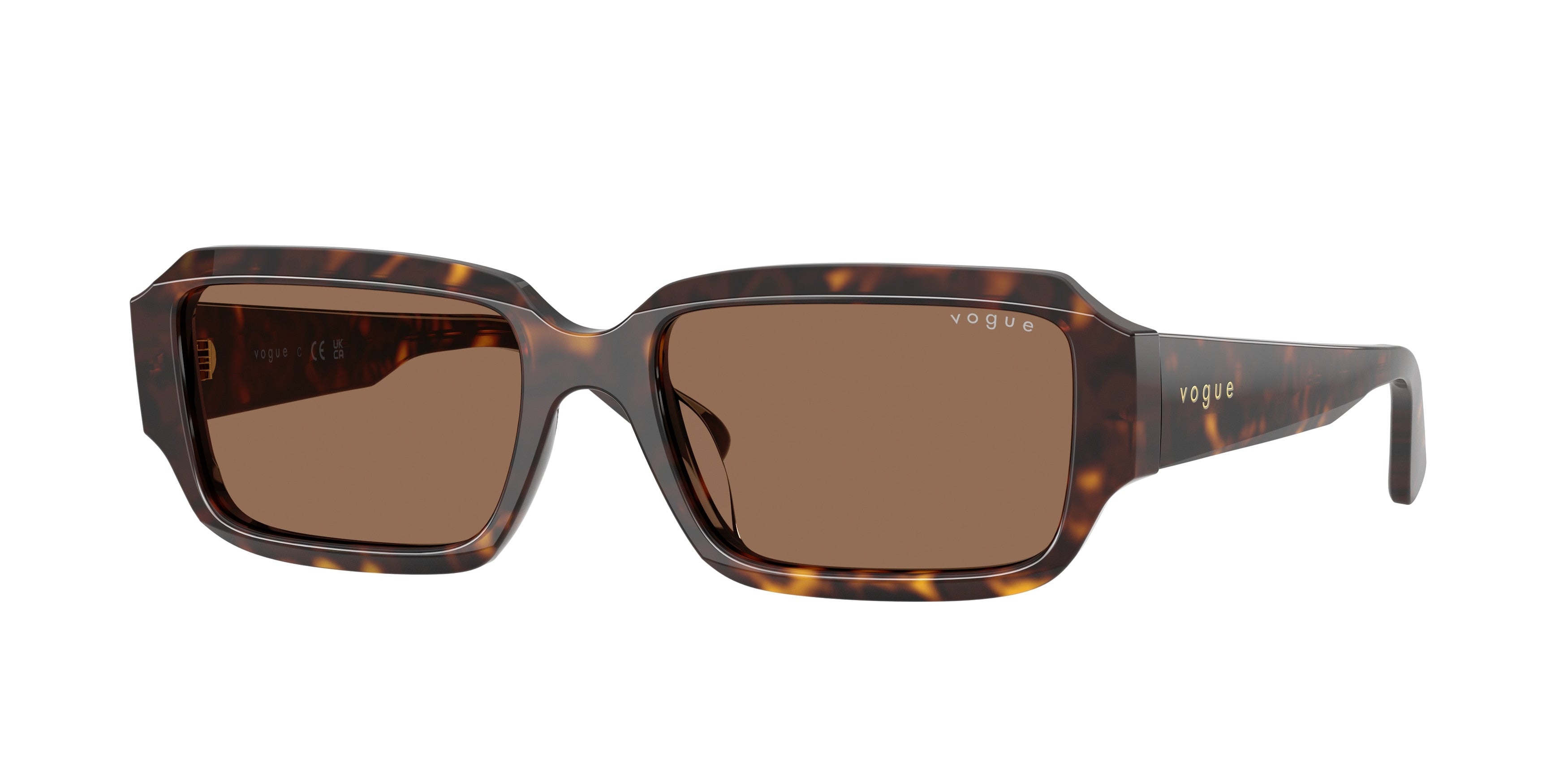 Vogue VO5693SU Rectangle Sunglasses  W65673-Dark Havana 54-140-17 - Color Map Brown