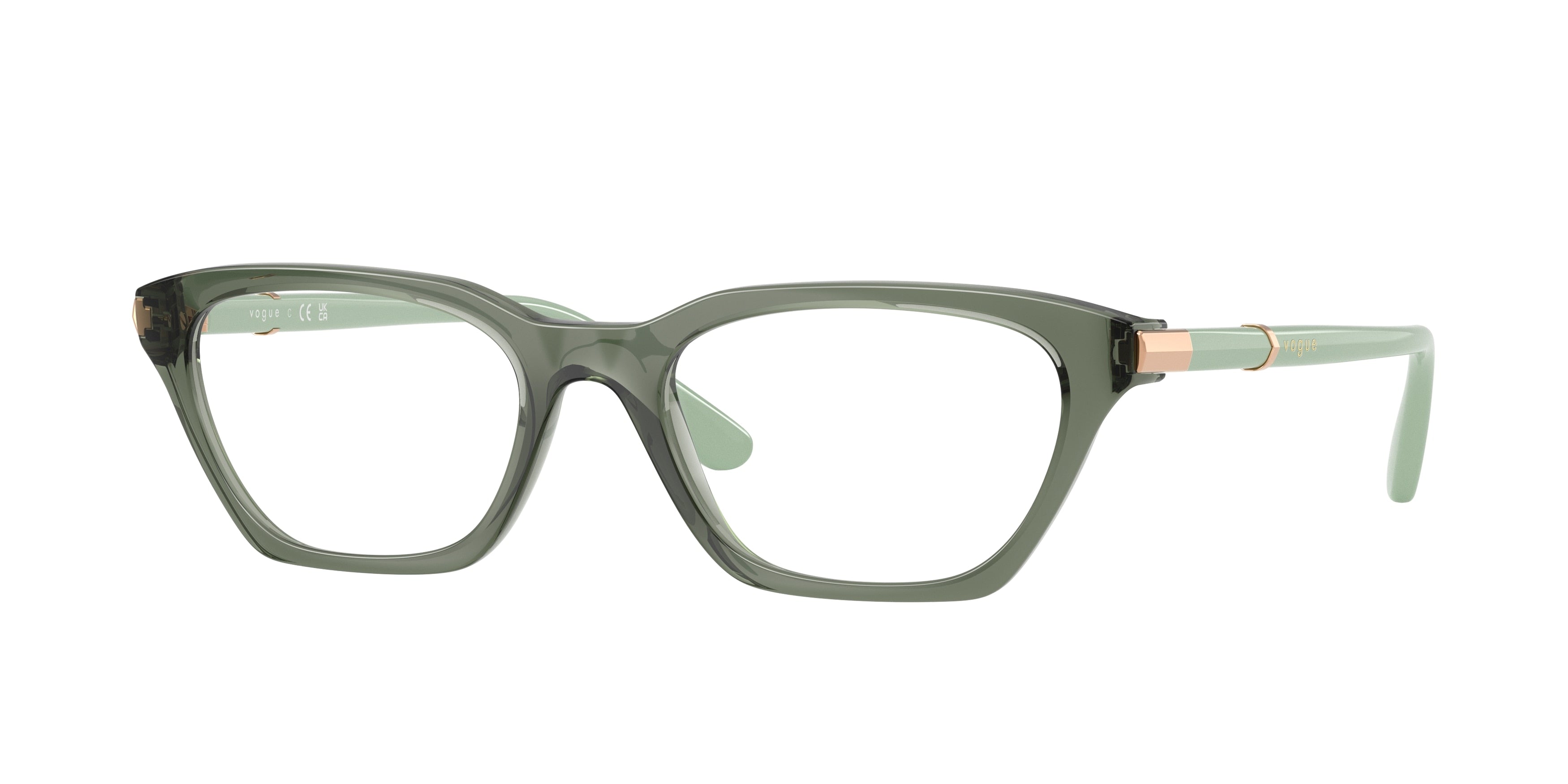Vogue VO5698 Cat Eye Eyeglasses  3086-Transparent Mallard Green 52-140-18 - Color Map Green