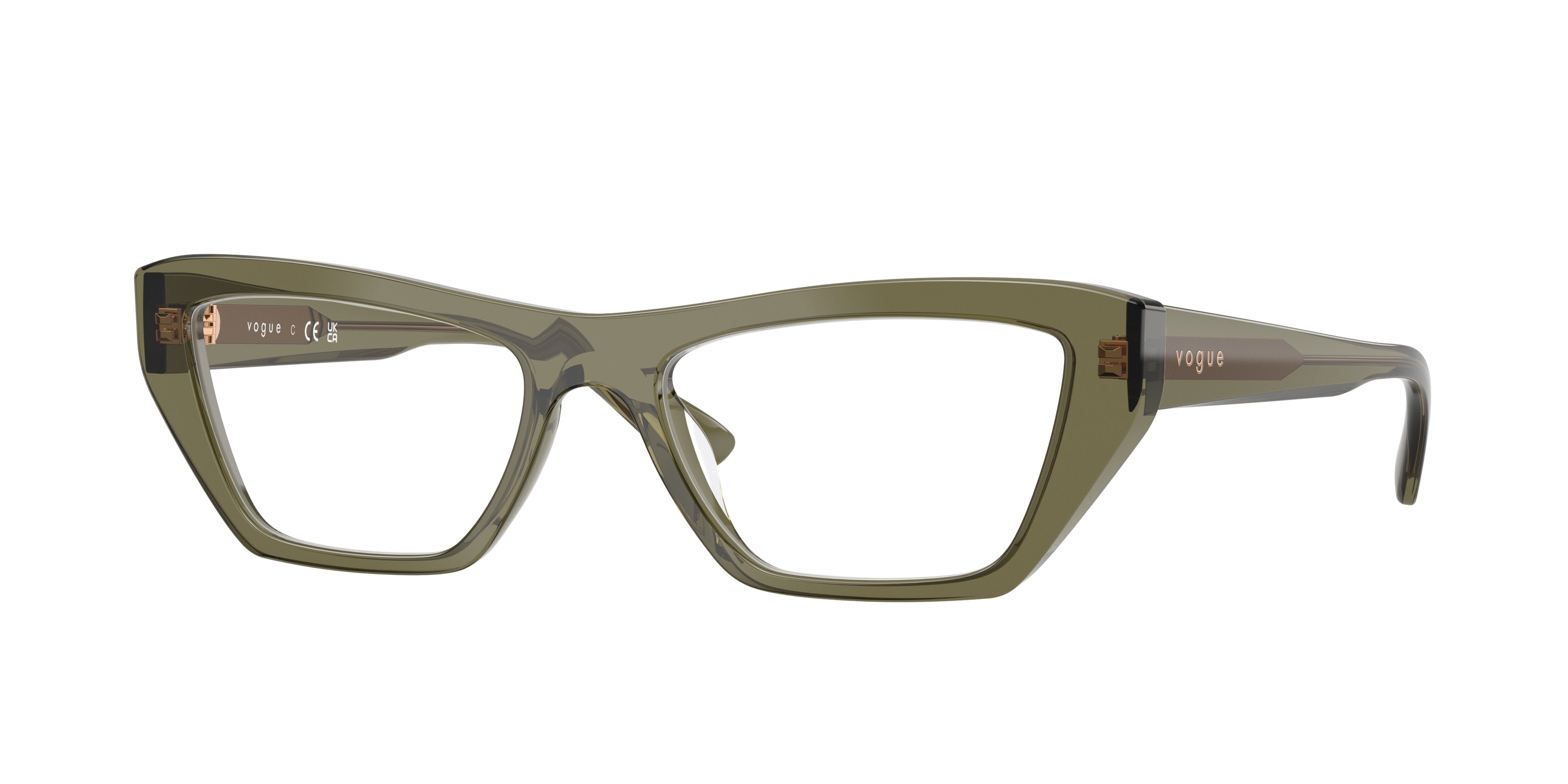 Vogue VO5701U Cat Eye Eyeglasses  3289-Transparent Olive Green 53-140-17 - Color Map Green