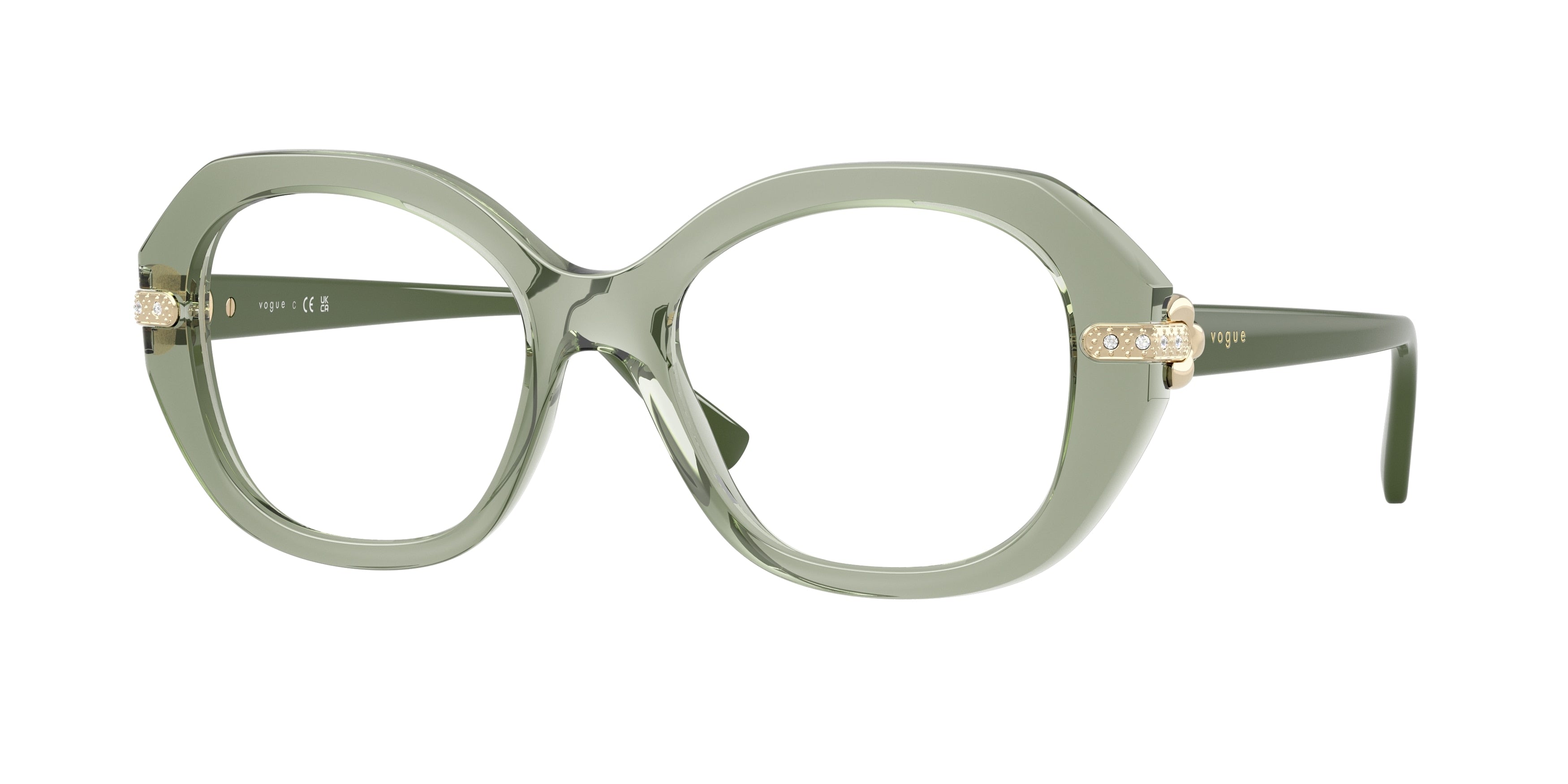 Vogue VO5705B Irregular Eyeglasses  3022-Transparent Green 52-140-18 - Color Map Green