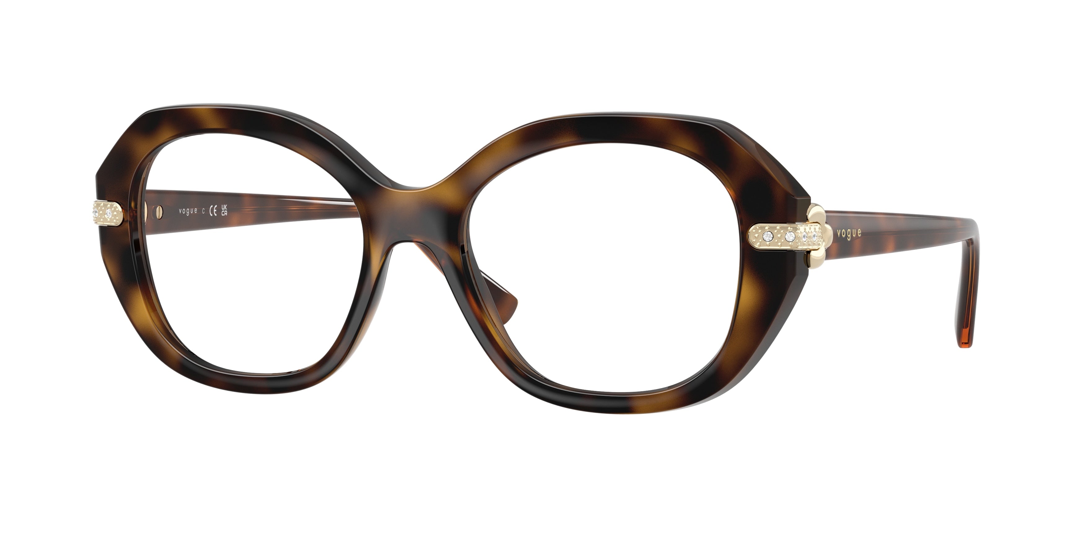 Vogue VO5705B Irregular Eyeglasses  W656-Dark Havana 52-140-18 - Color Map Brown