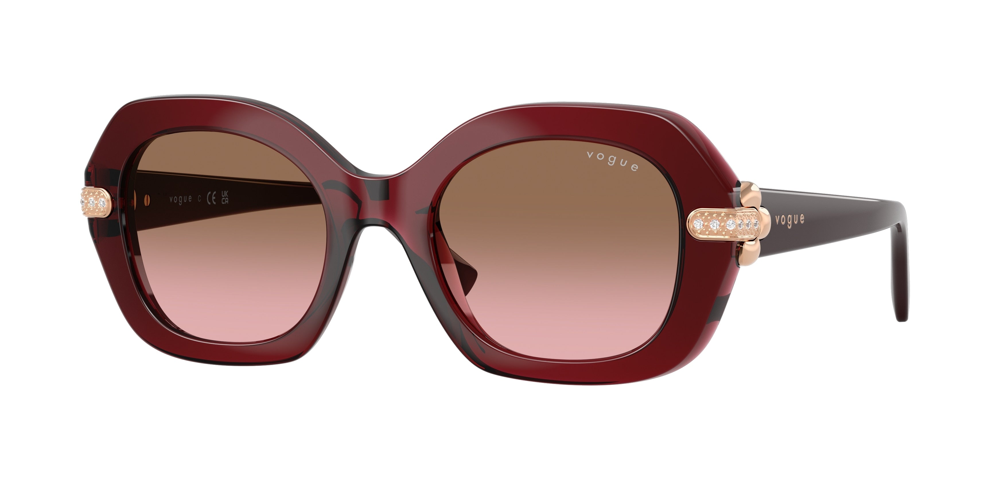 Vogue VO5706SB Irregular Sunglasses  328614-Transparent Bordeaux 50-140-21 - Color Map Red