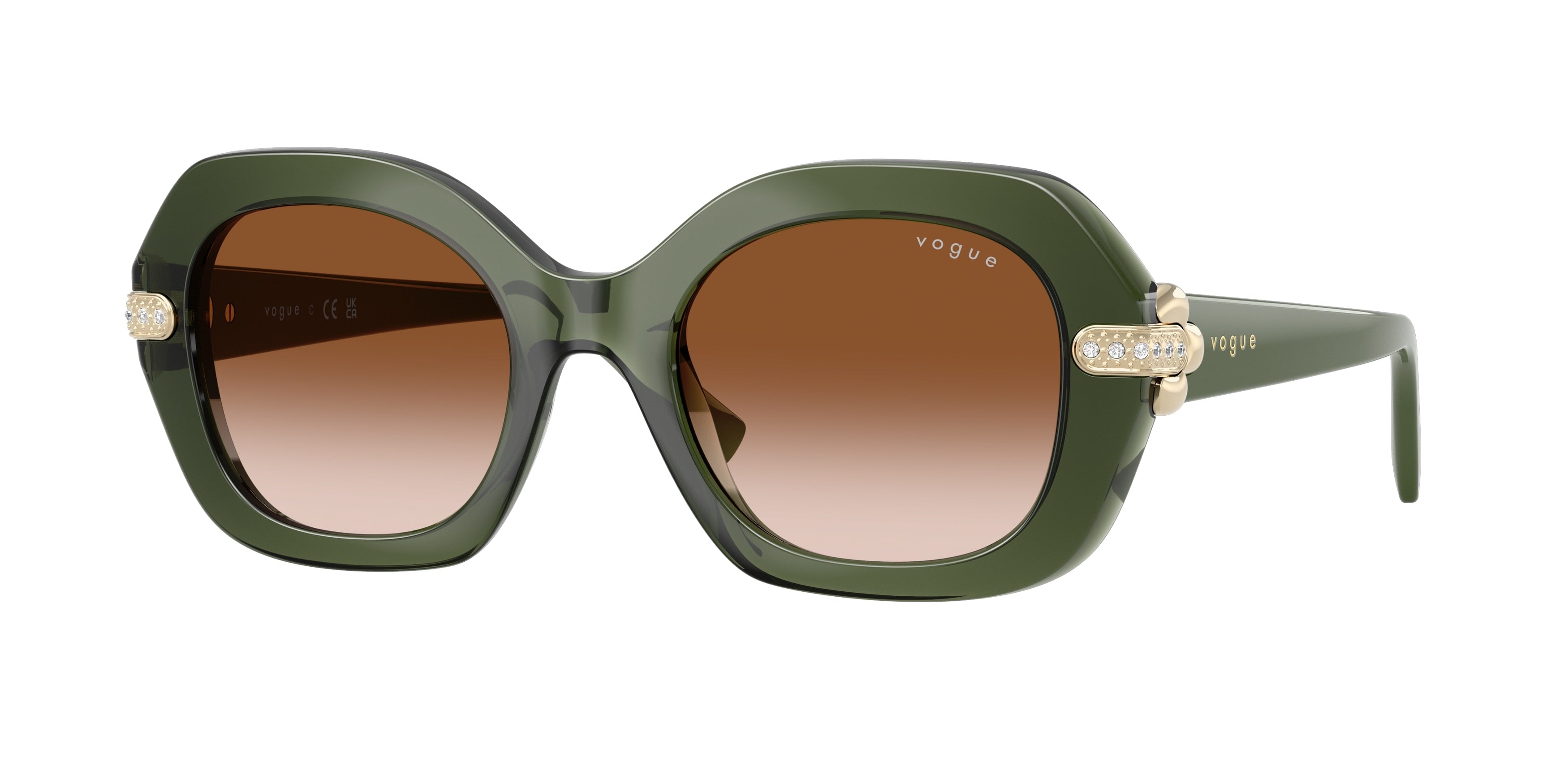 Vogue VO5706SB Irregular Sunglasses  328713-Transparent Green 50-140-21 - Color Map Green
