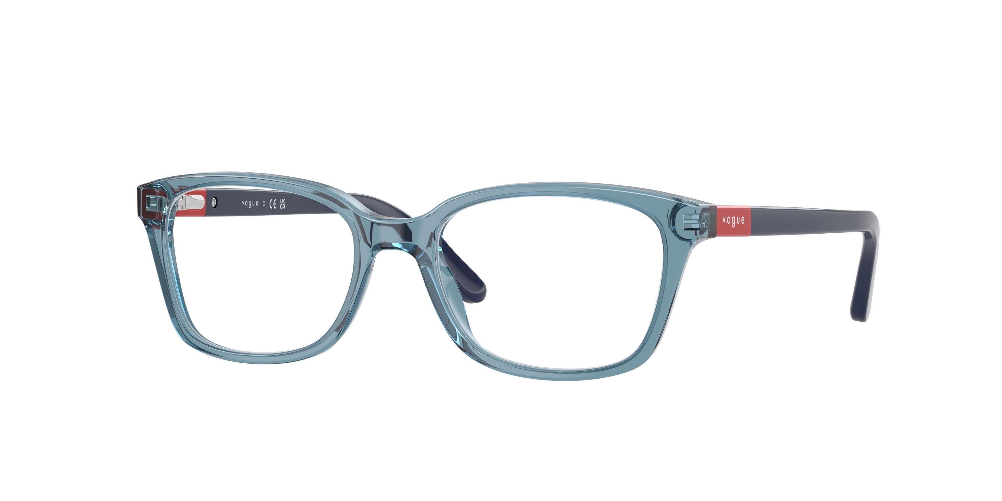 VOGUE JUNIOR OPHTHAL VY2001 Square Eyeglasses  2966-Transparent Blue 49-130-16 - Color Map Blue