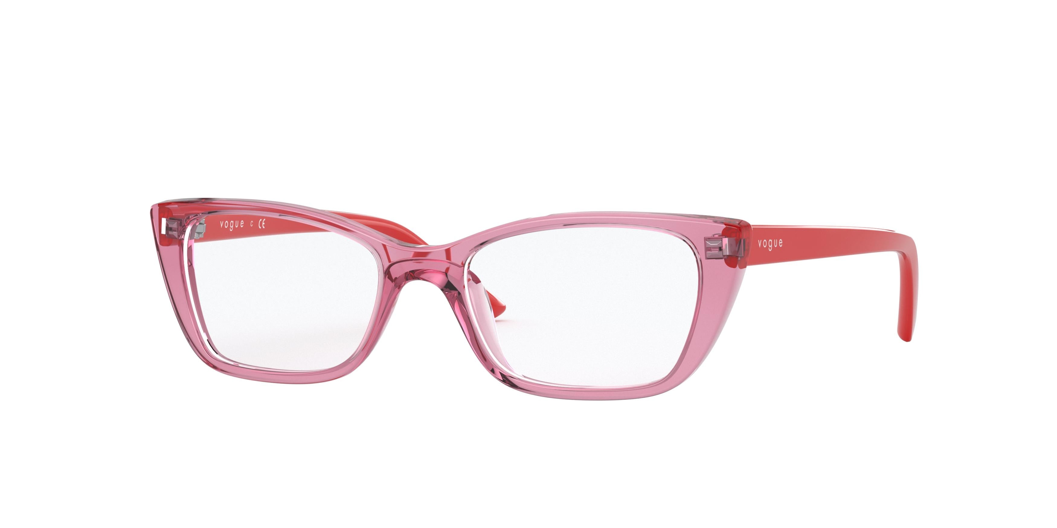 VOGUE JUNIOR OPHTHAL VY2004 Rectangle Eyeglasses  2836-Top Transparent Pink 46-125-16 - Color Map Pink
