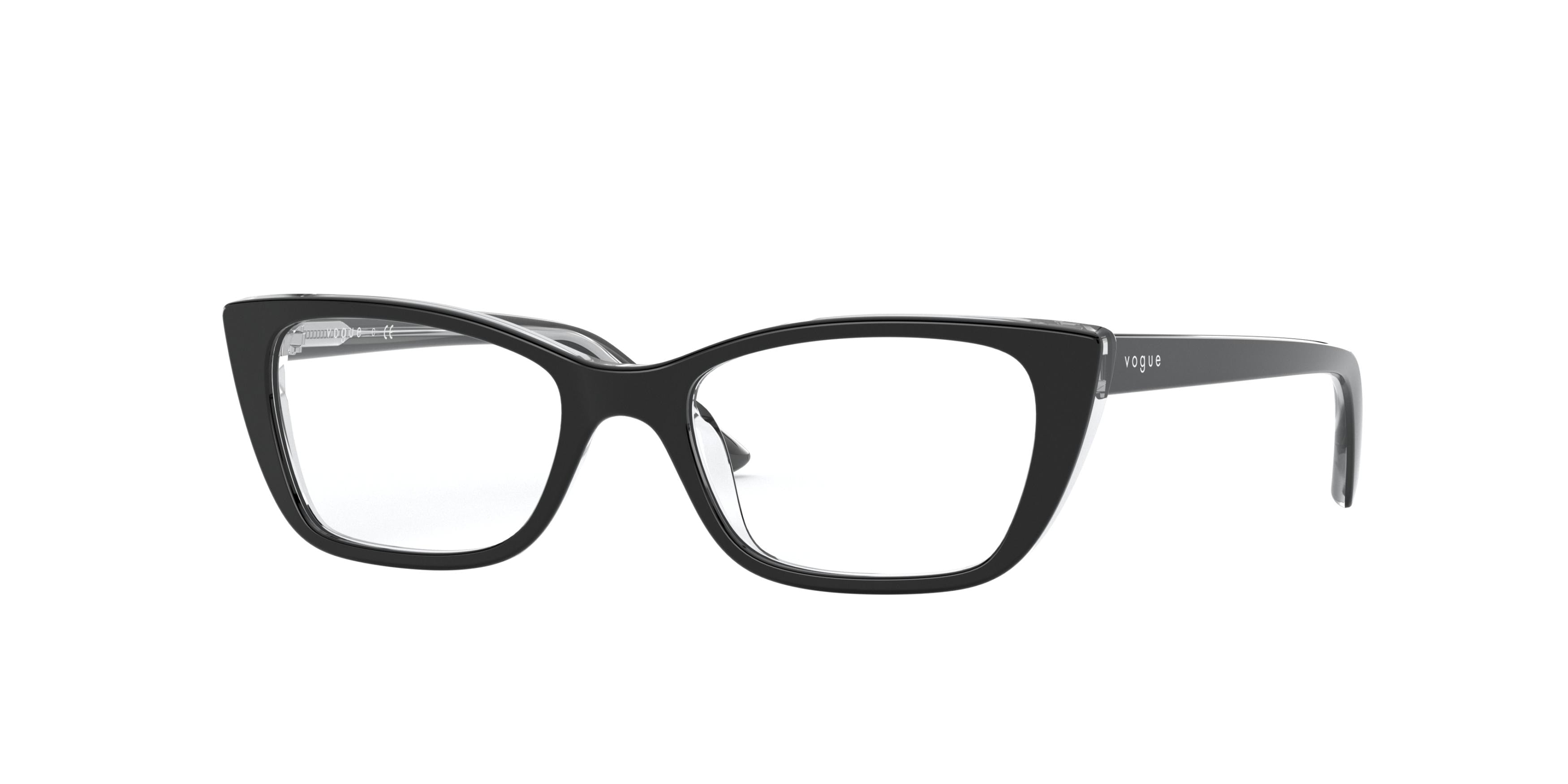 VOGUE JUNIOR OPHTHAL VY2004 Rectangle Eyeglasses  W827-Top Black/Transparent 46-125-16 - Color Map Black