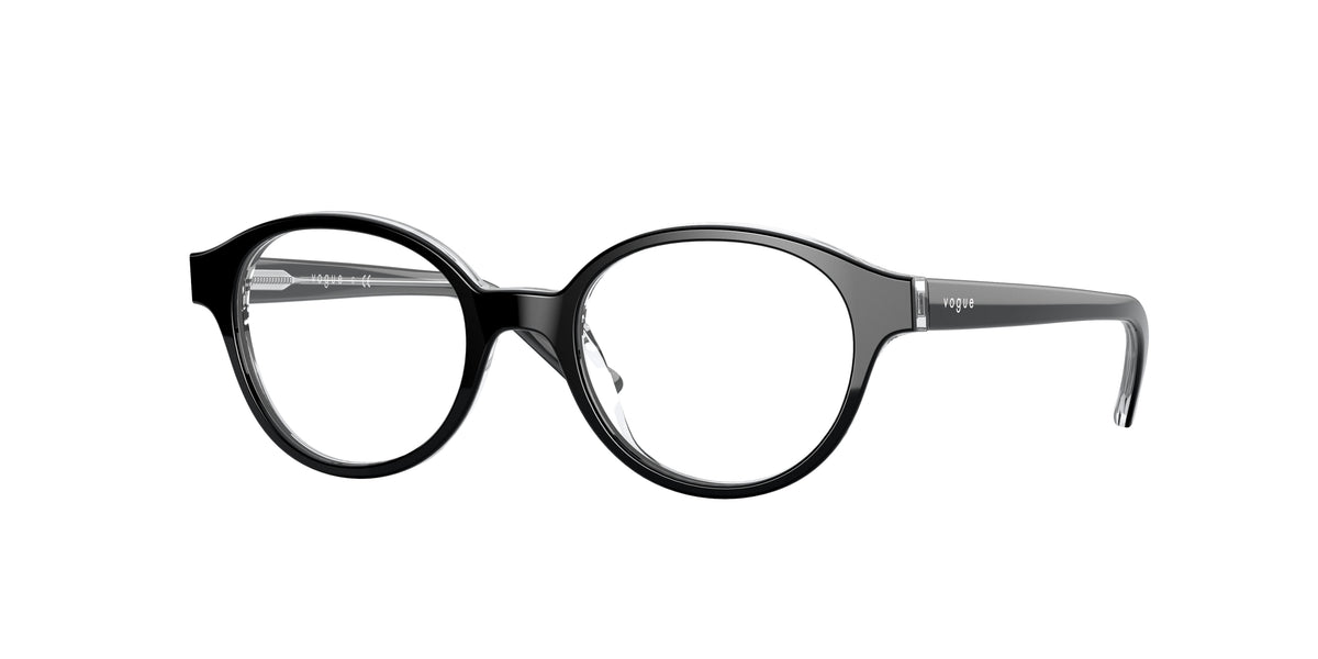 VOGUE JUNIOR OPHTHAL VY2005 Oval Eyeglasses  W827-Top Black On Transparent 43-125-17 - Color Map Black