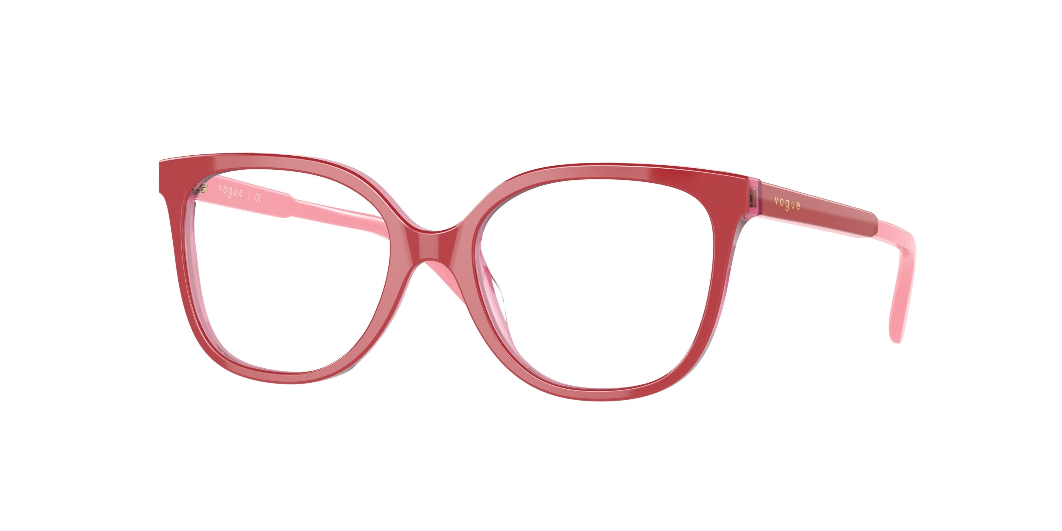 VOGUE JUNIOR OPHTHAL VY2012 Square Eyeglasses  2811-Top Red/Pink Transparent 47-125-16 - Color Map Red