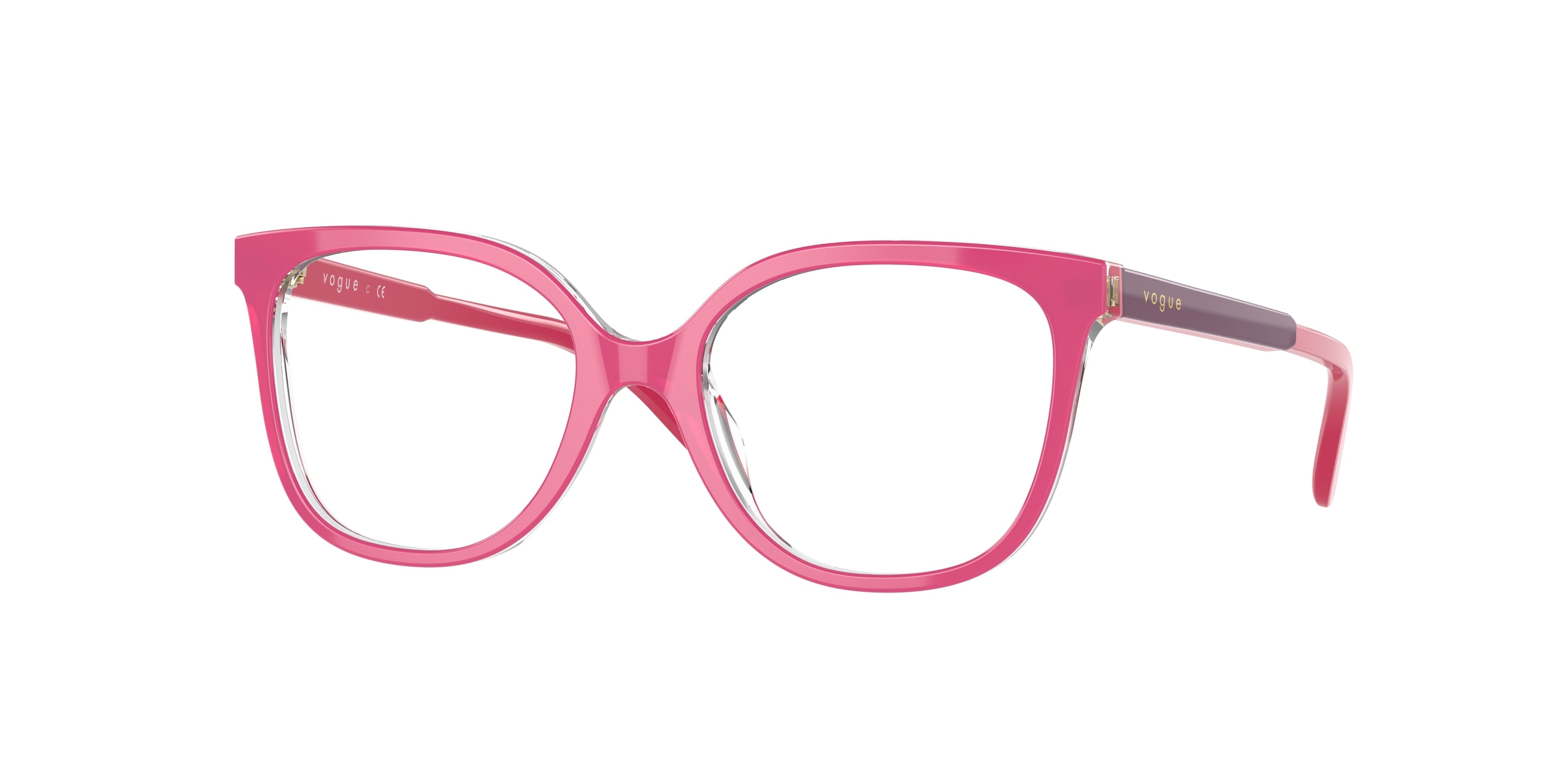VOGUE JUNIOR OPHTHAL VY2012 Square Eyeglasses  2812-Top Pink/Transparent 47-125-16 - Color Map Pink