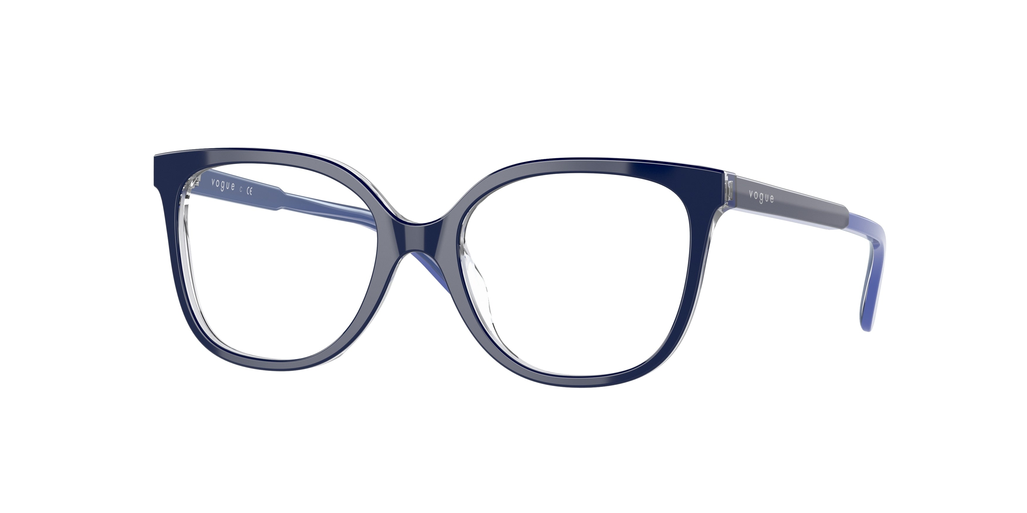 VOGUE JUNIOR OPHTHAL VY2012 Square Eyeglasses  2984-Top Blue/Transparent 47-125-16 - Color Map Blue
