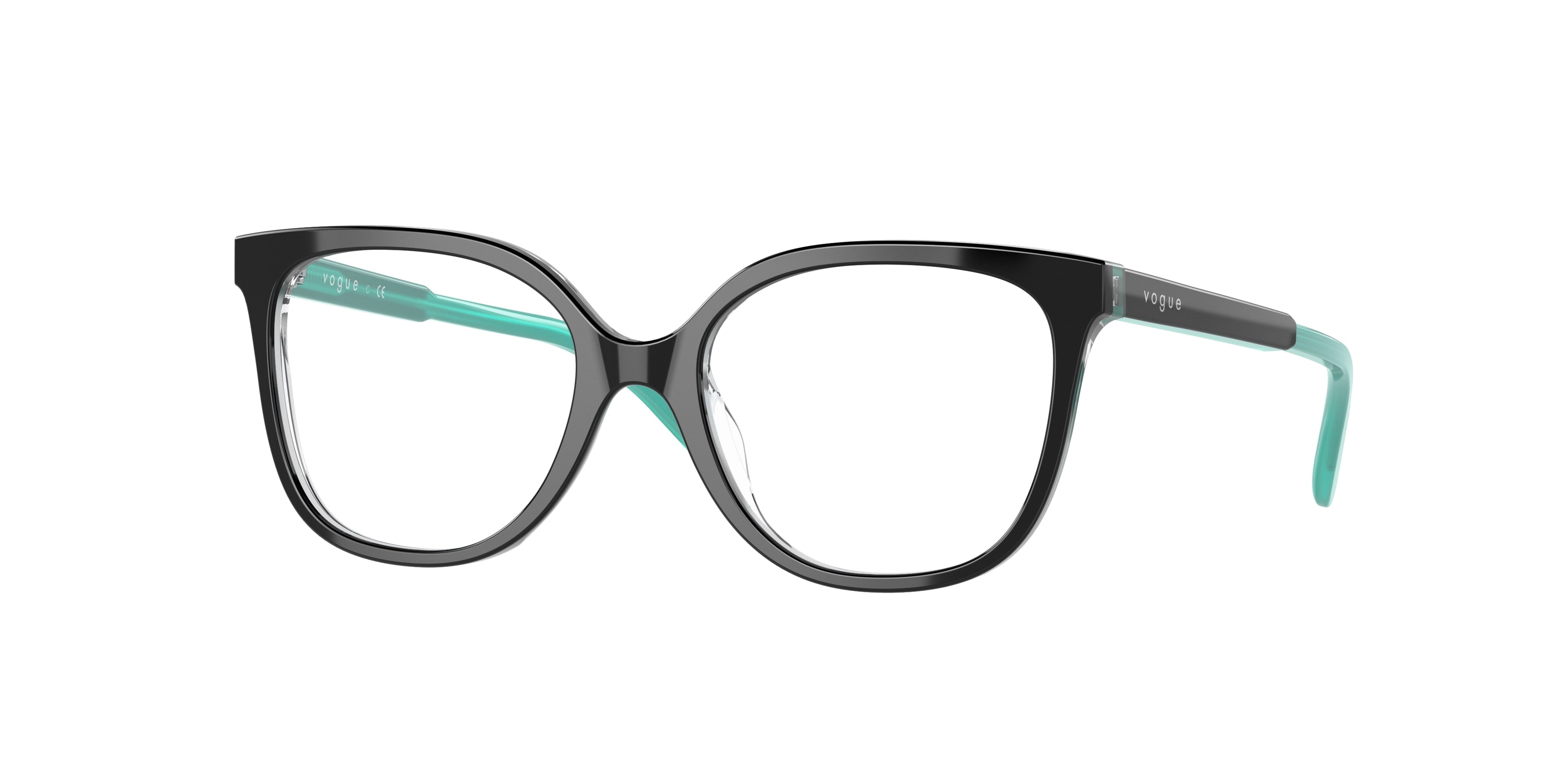 VOGUE JUNIOR OPHTHAL VY2012 Square Eyeglasses  W827-Top Black/Transparent 47-125-16 - Color Map Black