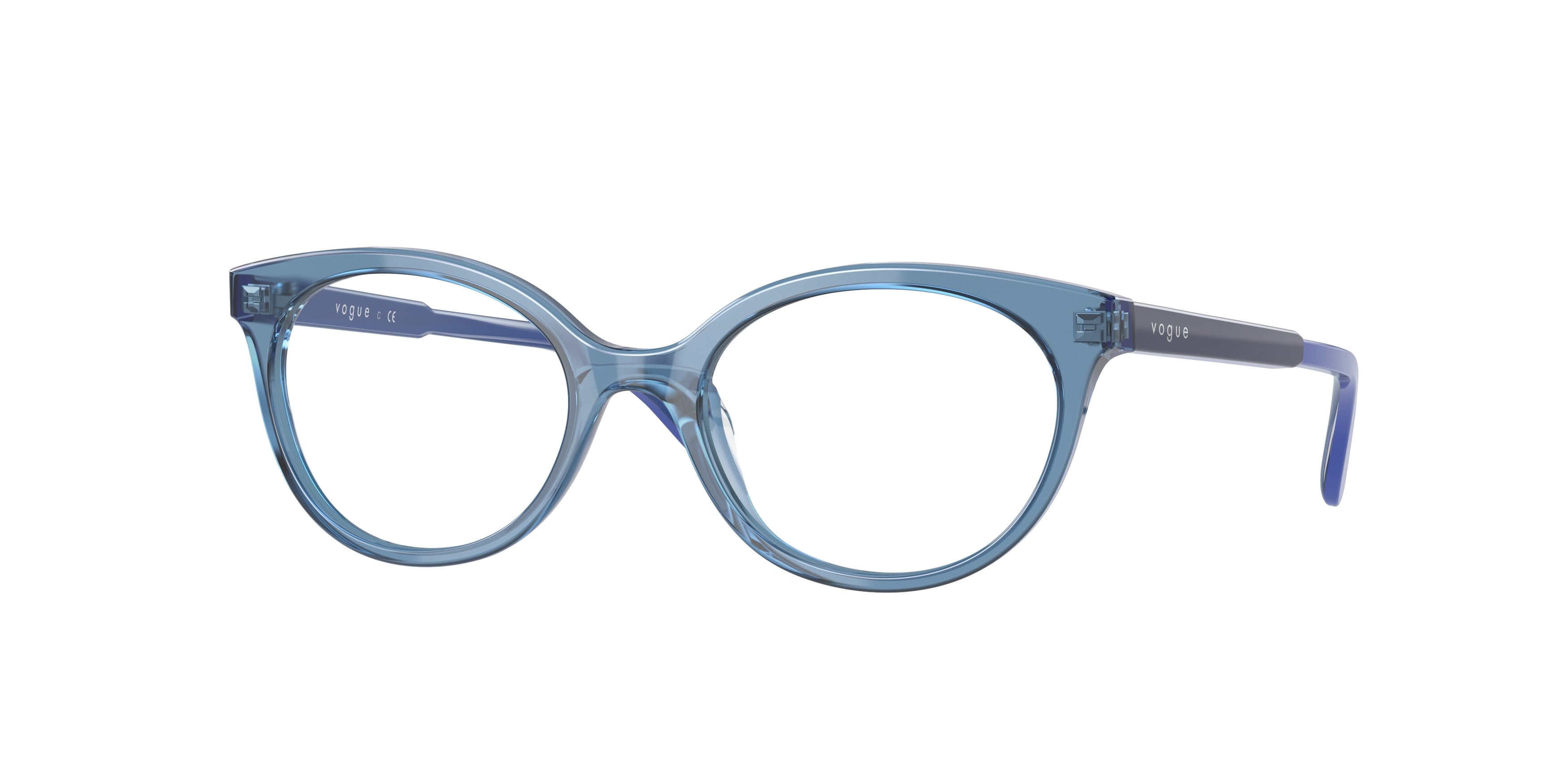 VOGUE JUNIOR OPHTHAL VY2013 Oval Eyeglasses  2854-Transparent Blue 45-125-17 - Color Map Blue