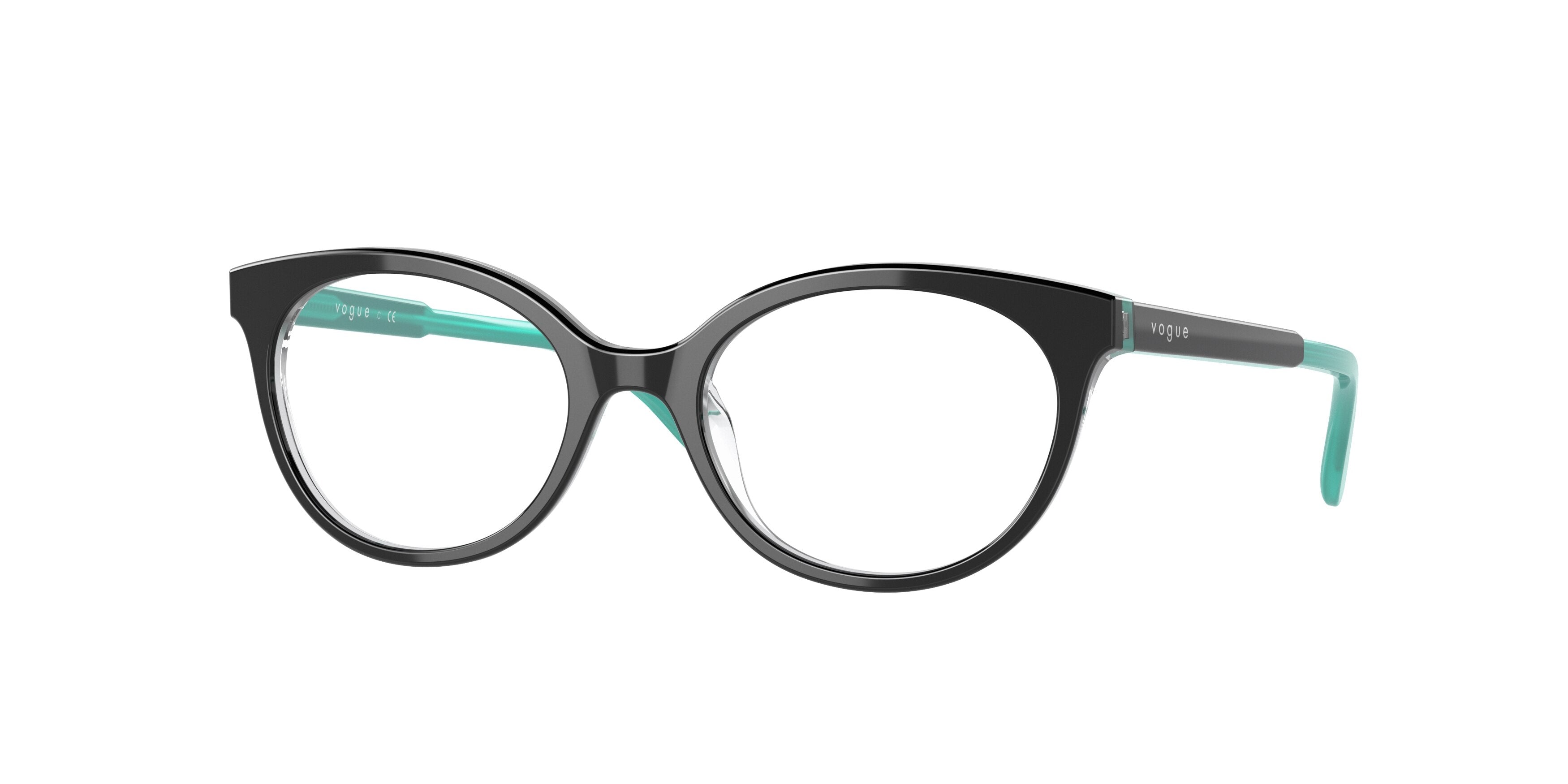 VOGUE JUNIOR OPHTHAL VY2013 Oval Eyeglasses  W827-Top Black/Transparent 47-125-17 - Color Map Black