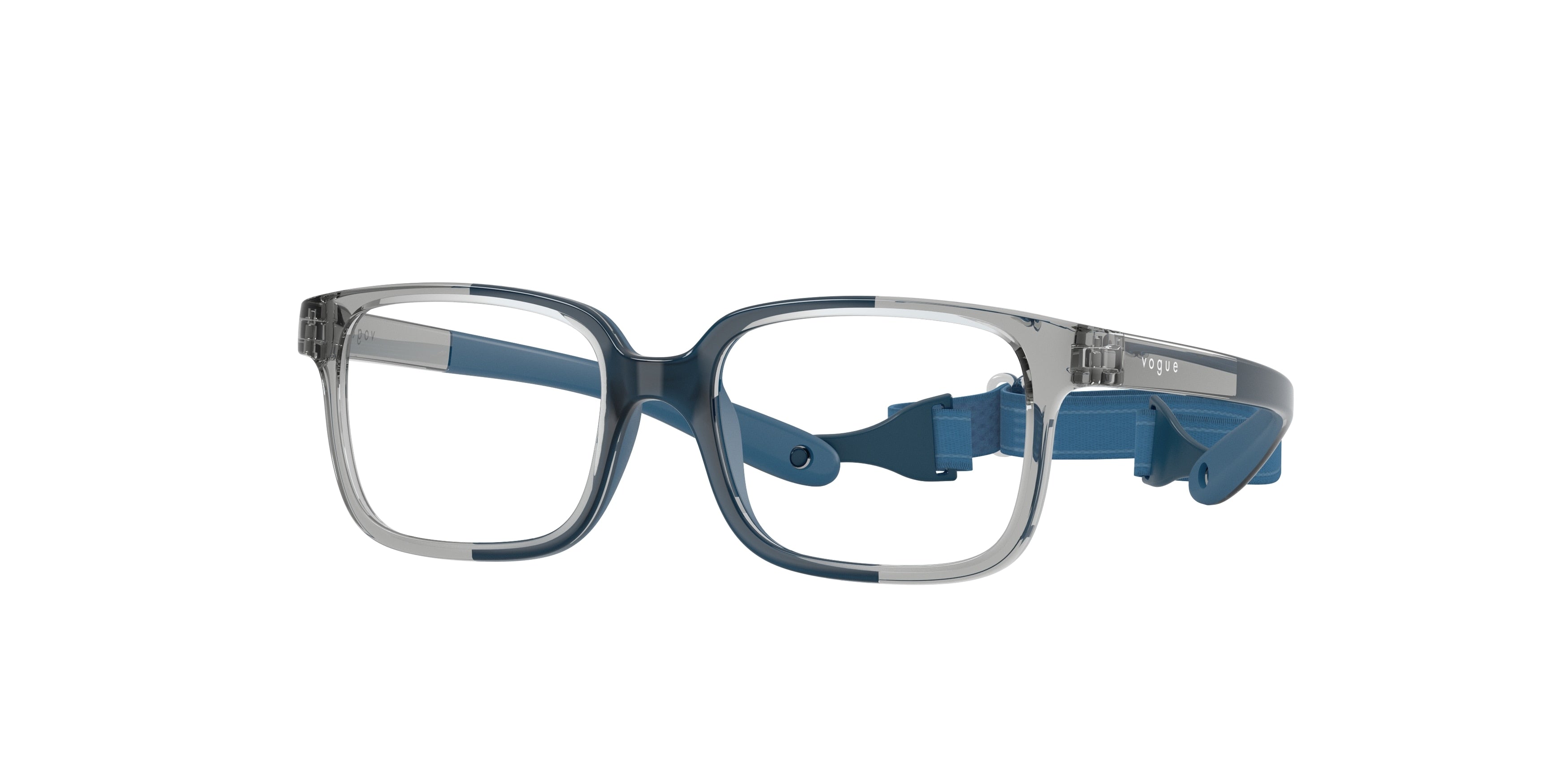 VOGUE JUNIOR OPHTHAL VY2016 Pillow Eyeglasses  2283-Transparent Grey/Blue Rubber 42-115-14 - Color Map Grey