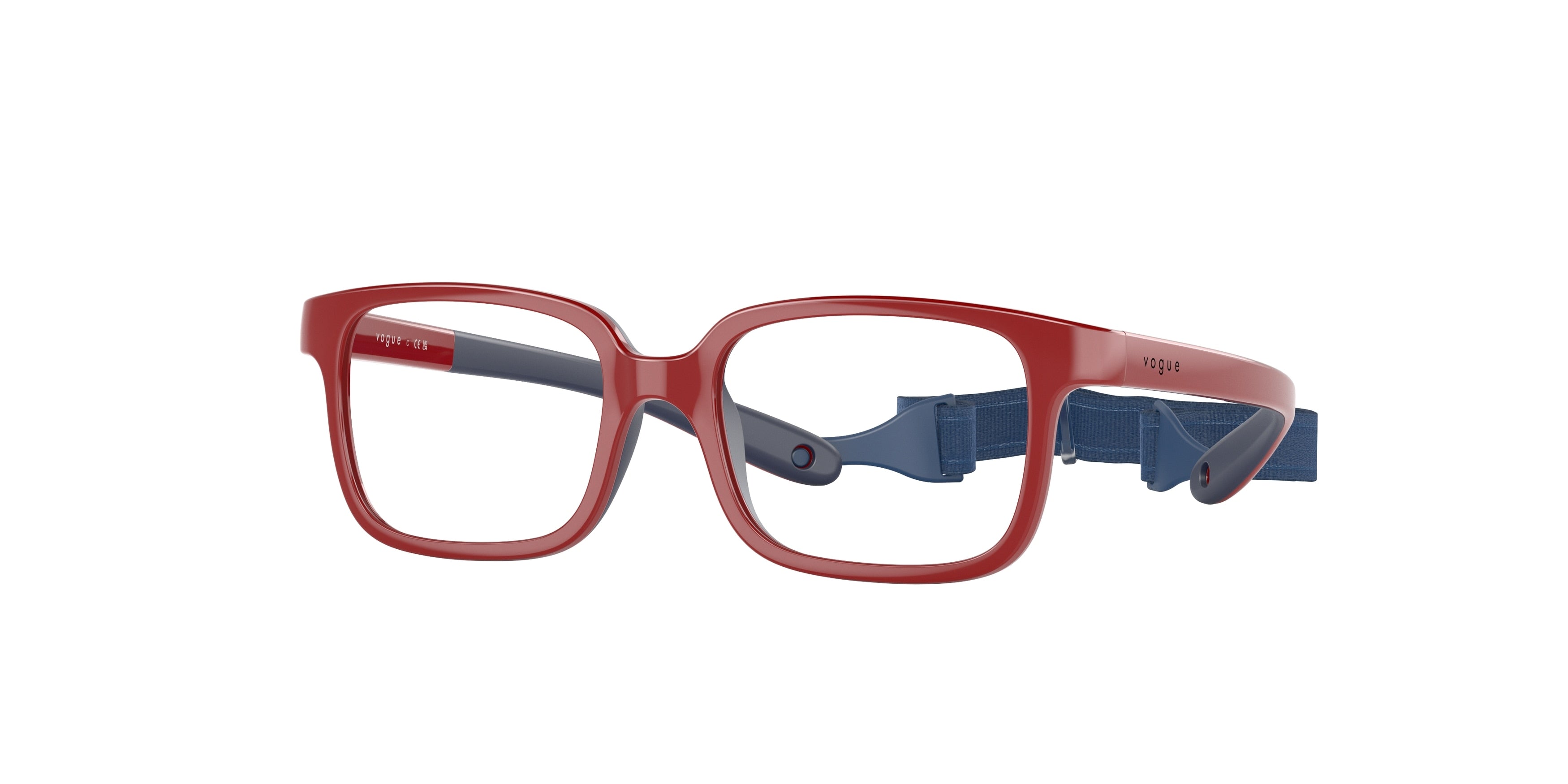 VOGUE JUNIOR OPHTHAL VY2016 Pillow Eyeglasses  3026-Full Red On Blue Rubber 39-115-14 - Color Map Red
