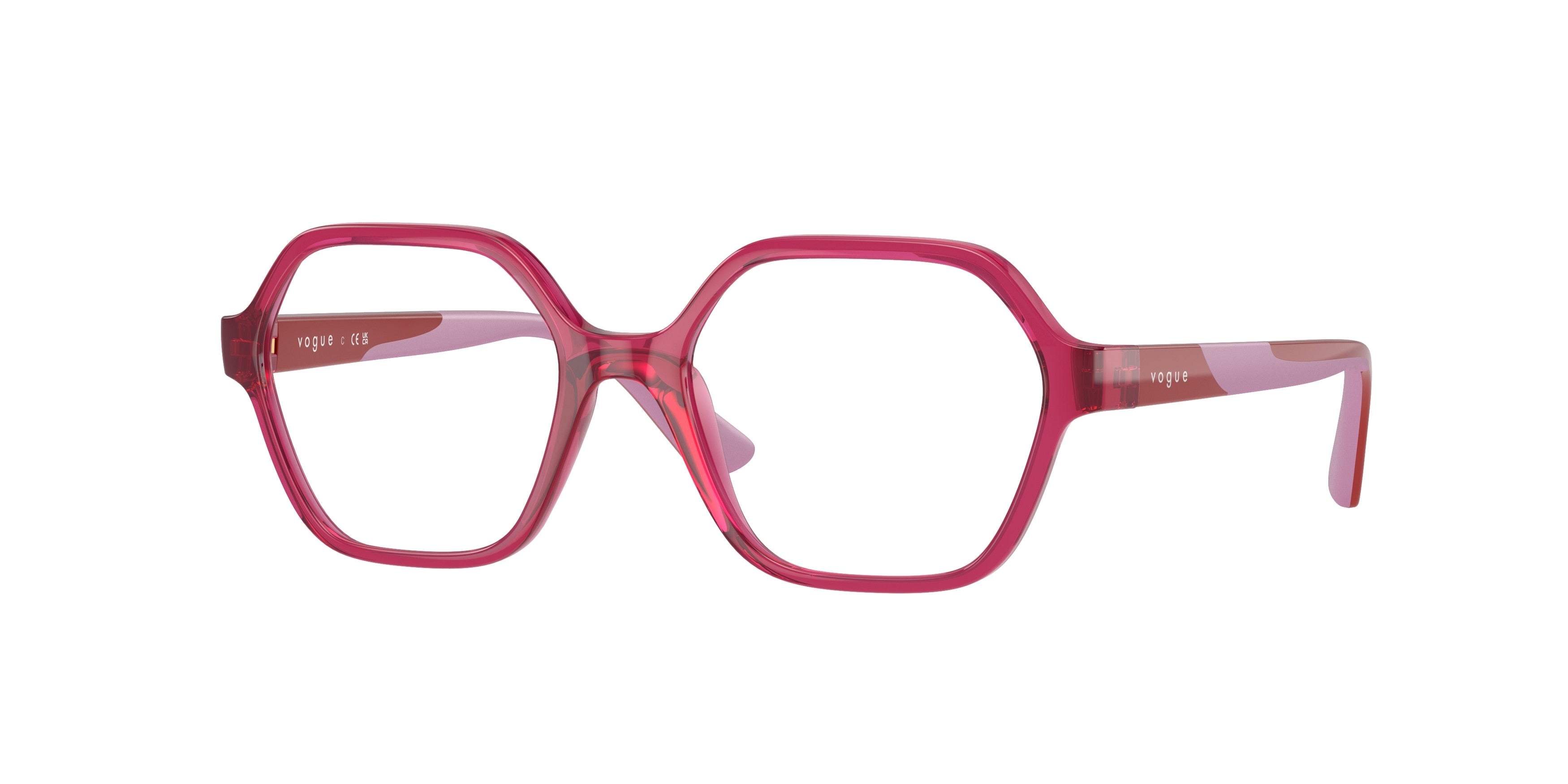 VOGUE JUNIOR OPHTHAL VY2022 Irregular Eyeglasses  3106-Transparent Cherry 47-125-16 - Color Map Violet