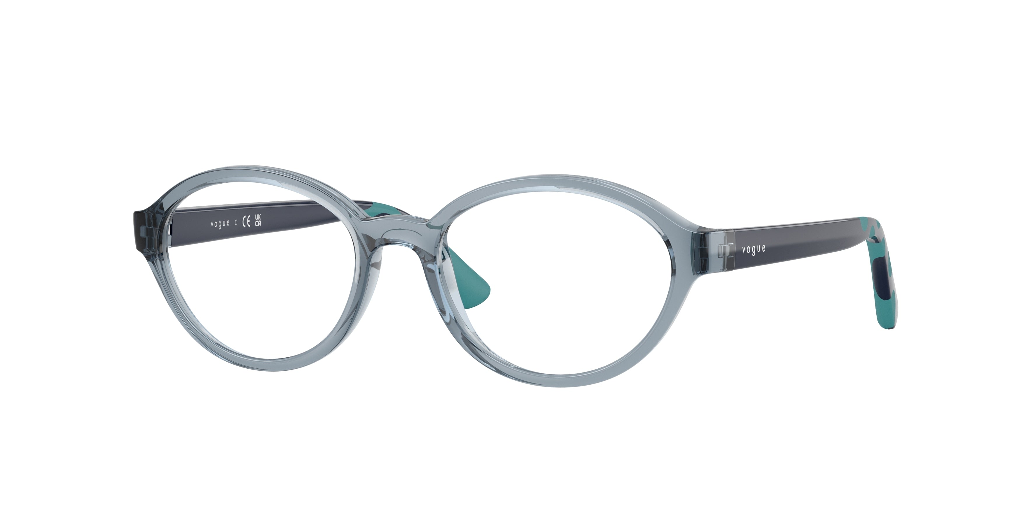 VOGUE JUNIOR OPHTHAL VY2043 Oval Eyeglasses  2966-Transparent Light Blue 45-130-16 - Color Map Blue