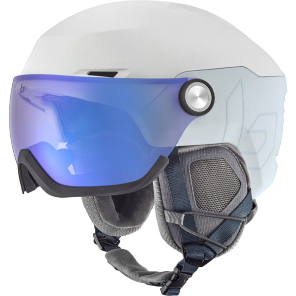 Bollé V-Ryft Pure Visor Ski Helmet Unisex — Free Shipping - Medium M 55-59 / Pearl Matte Photochromic Blue Cat 1 to 3