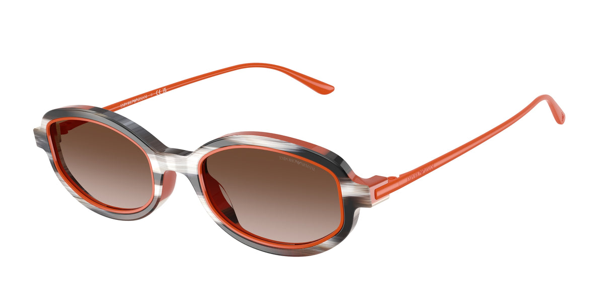 Emporio Armani EA4276U Irregular Sunglasses  642613-Shiny Striped Beige/Orange 49-140-20 - Color Map Multicolor