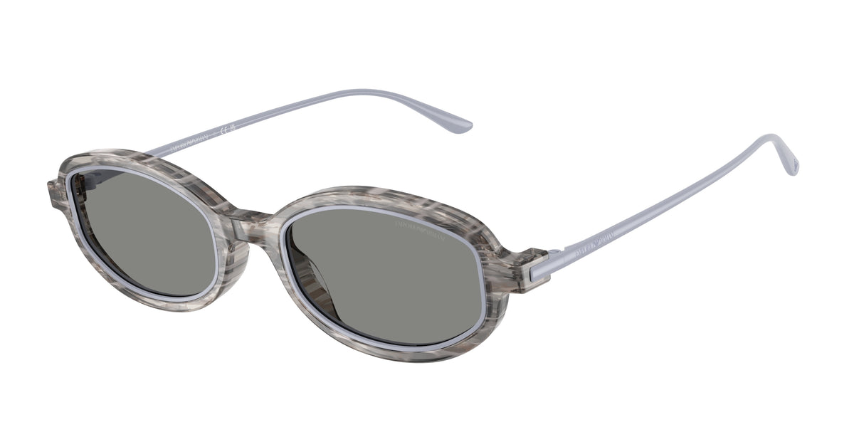 Emporio Armani EA4276U Irregular Sunglasses  642787-Shiny Striped Grey 49-140-20 - Color Map Grey