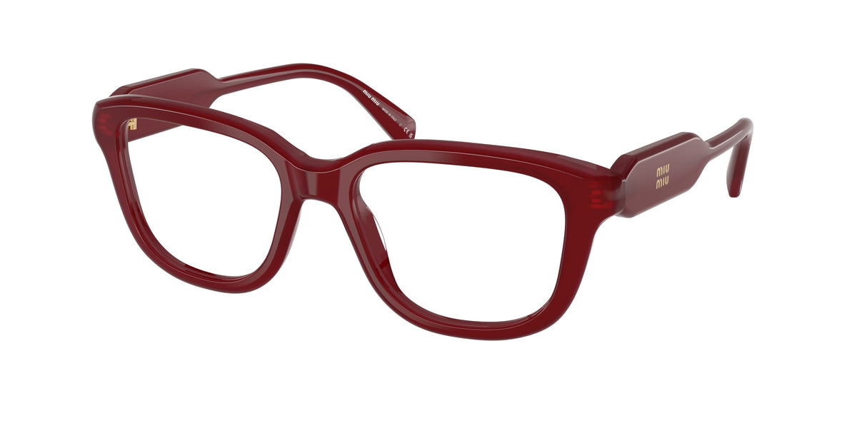 Miu Miu MU02ZV Rectangle Eyeglasses  21I1O1-Opal Red 51-140-18 - Color Map Red