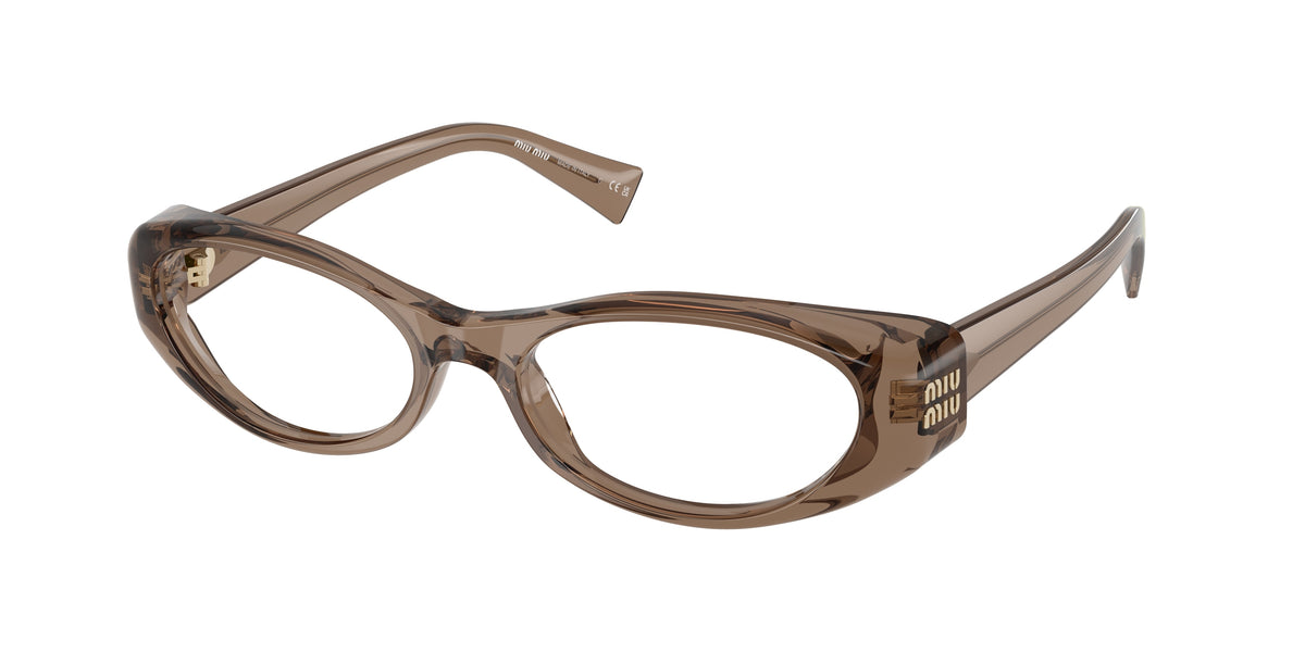 Miu Miu MU03ZVF Oval Eyeglasses  26M1O1-Transparent Brown 55-140-18 - Color Map Brown