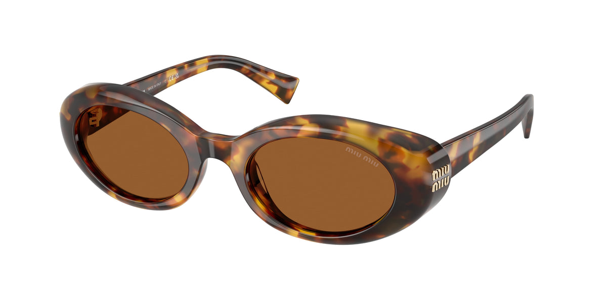 Miu Miu MUB09S Oval Sunglasses  14L20V-Honey Havana 52-140-21 - Color Map Tortoise