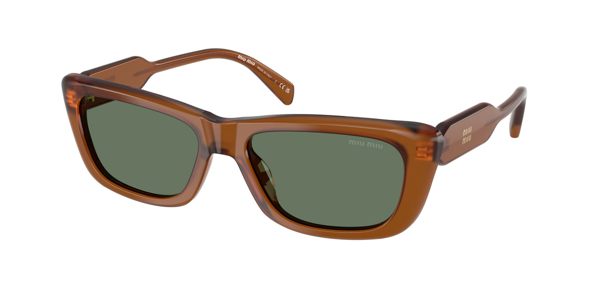 Miu Miu MUB12S Rectangle Sunglasses  22I70L-Amber 56-140-17 - Color Map Brown