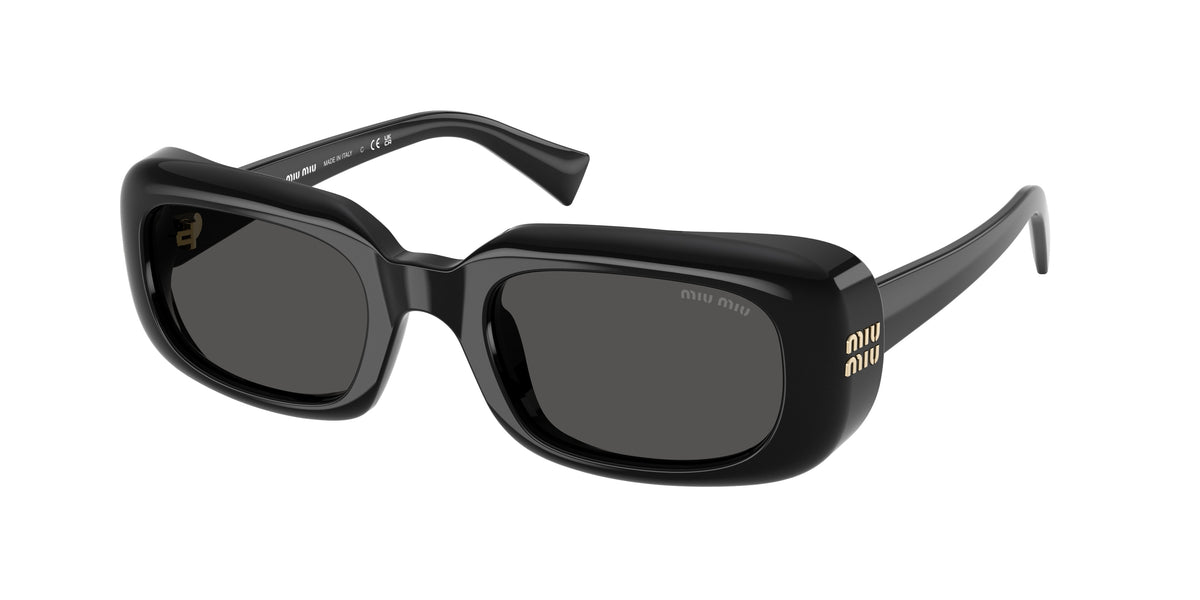 Miu Miu MUB13S Rectangle Sunglasses  16K08Z-Black 52-140-22 - Color Map Black