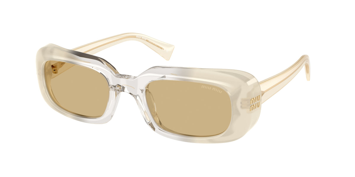 Miu Miu mub13s Rectangle Sunglasses  21R10R-Opal Milk/Grey/Opal Milk 52-140-22 - Color Map White