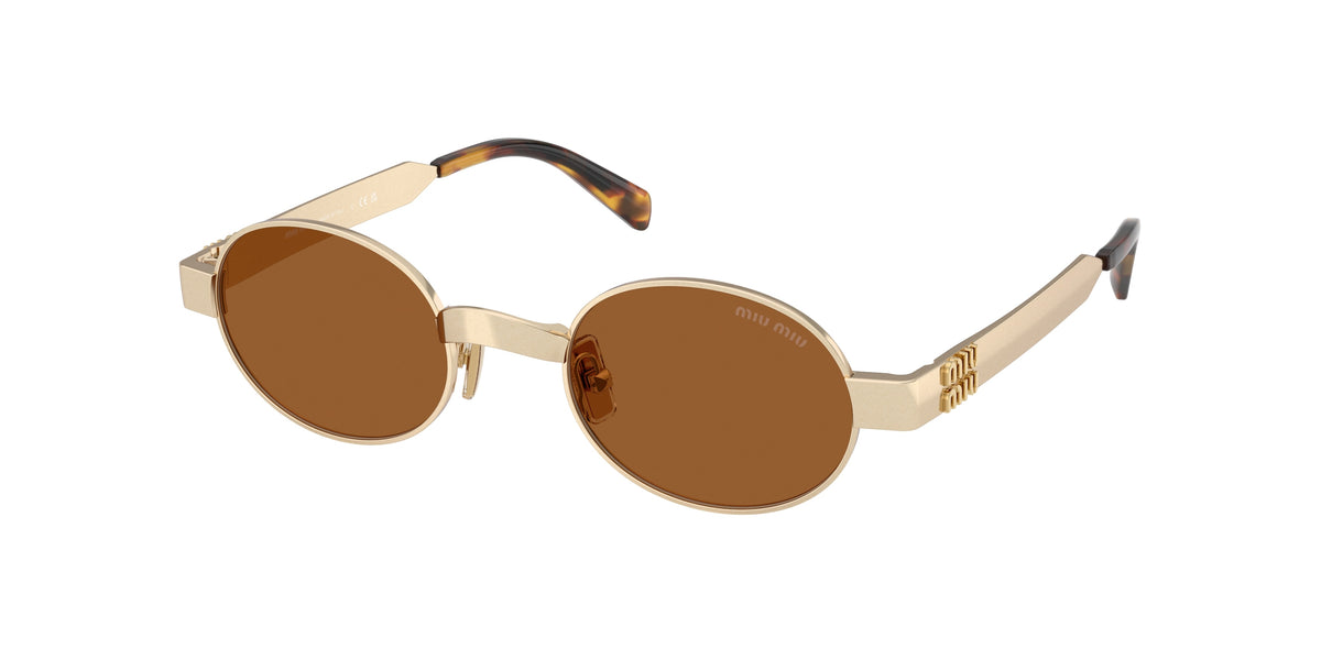Miu Miu MUB51S Oval Sunglasses  22M20V-Old Gold 47-135-21 - Color Map Gold