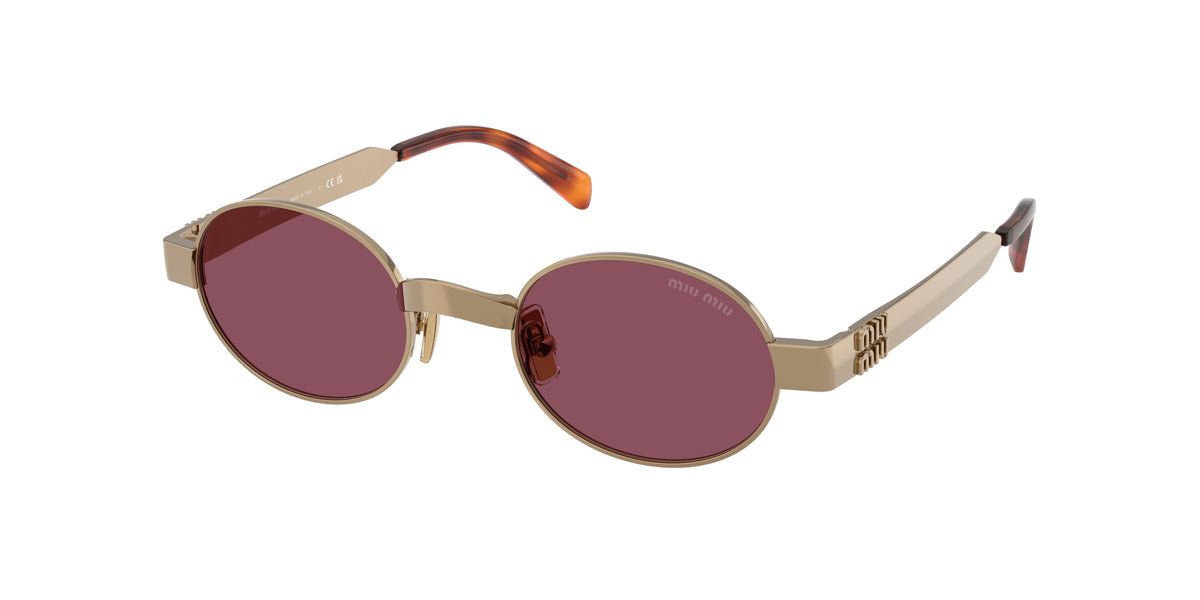 Miu Miu MUB51S Oval Sunglasses  7OE30Y-Brass 47-135-21 - Color Map Brown