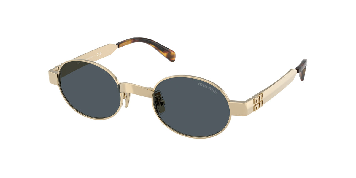 Miu Miu MUB51S Oval Sunglasses  ZVN70B-Pale Gold 47-135-21 - Color Map Gold