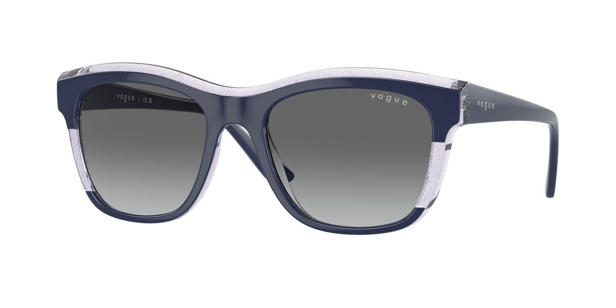 Vogue VO5557S Pillow Sunglasses  313711-Blue/Transparent Lilac Glitter 54-140-19 - Color Map Blue