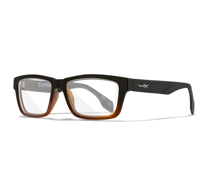 Wiley X WX CONTOUR Full Rim Eyeglasses  Gloss Black / Brown Stripe 54-17-140