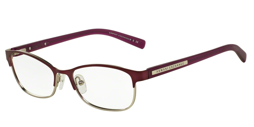 Exchange Armani AX1010 Oval Eyeglasses  6050-SATIN BERRY JAM/SATIN SILVER 53-16-140 - Color Map purple/reddish