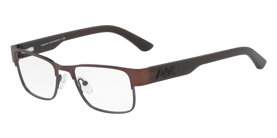 Exchange Armani AX1012 Rectangle Eyeglasses  6058-SATIN DARK BROWN/DARK OLIVE 51-17-140 - Color Map brown
