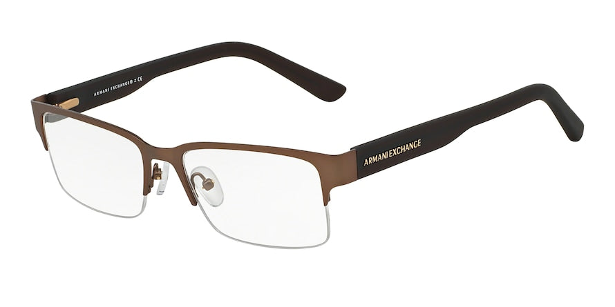 Exchange Armani AX1014 Rectangle Eyeglasses  6058-SATIN DARK BROWN/DARK OLIVE 53-17-145 - Color Map brown