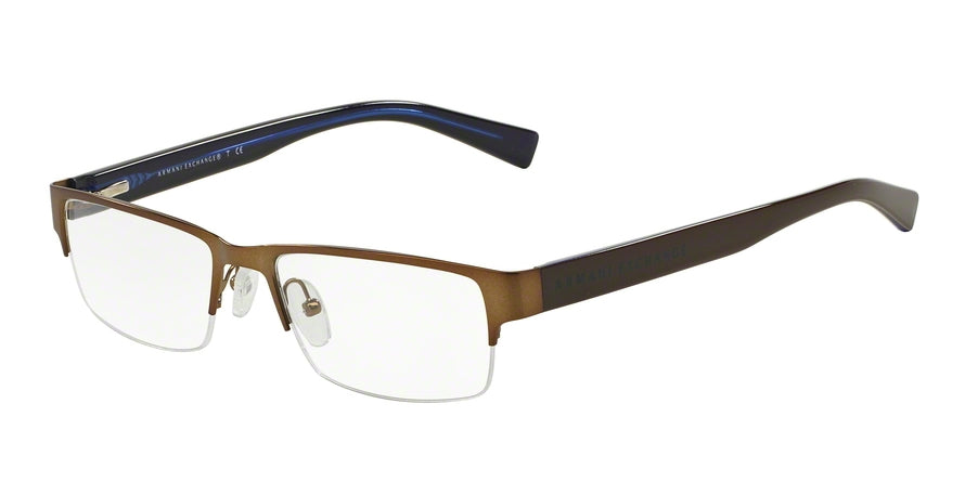 Exchange Armani AX1015 Rectangle Eyeglasses  6069-SATIN BROWN/BROWN BLUE TRANS 52-17-140 - Color Map brown