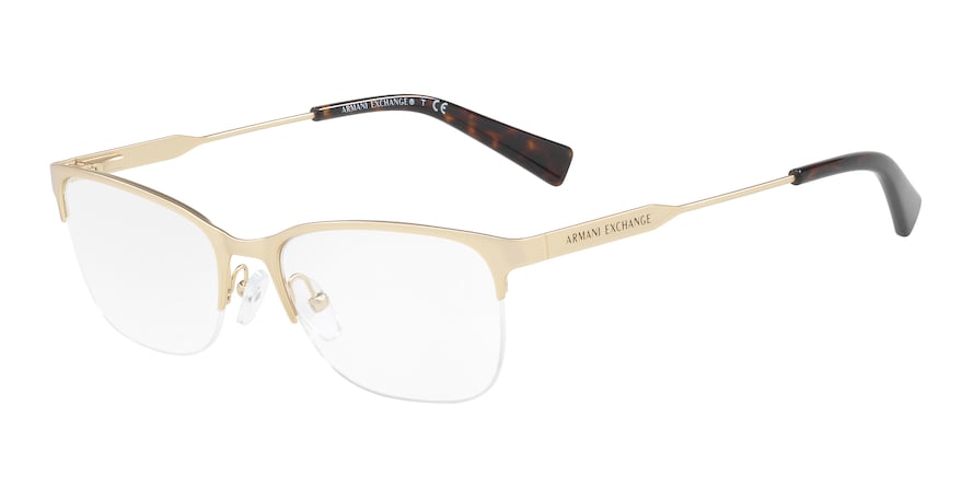 Exchange Armani AX1023 Rectangle Eyeglasses  3124-MATTE PALE GOLD 53-17-140 - Color Map gold