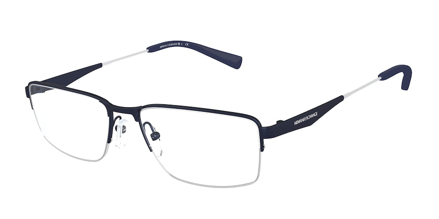 Exchange Armani AX1038 Rectangle Eyeglasses  6113-MATTE BLUE 56-17-140 - Color Map blue